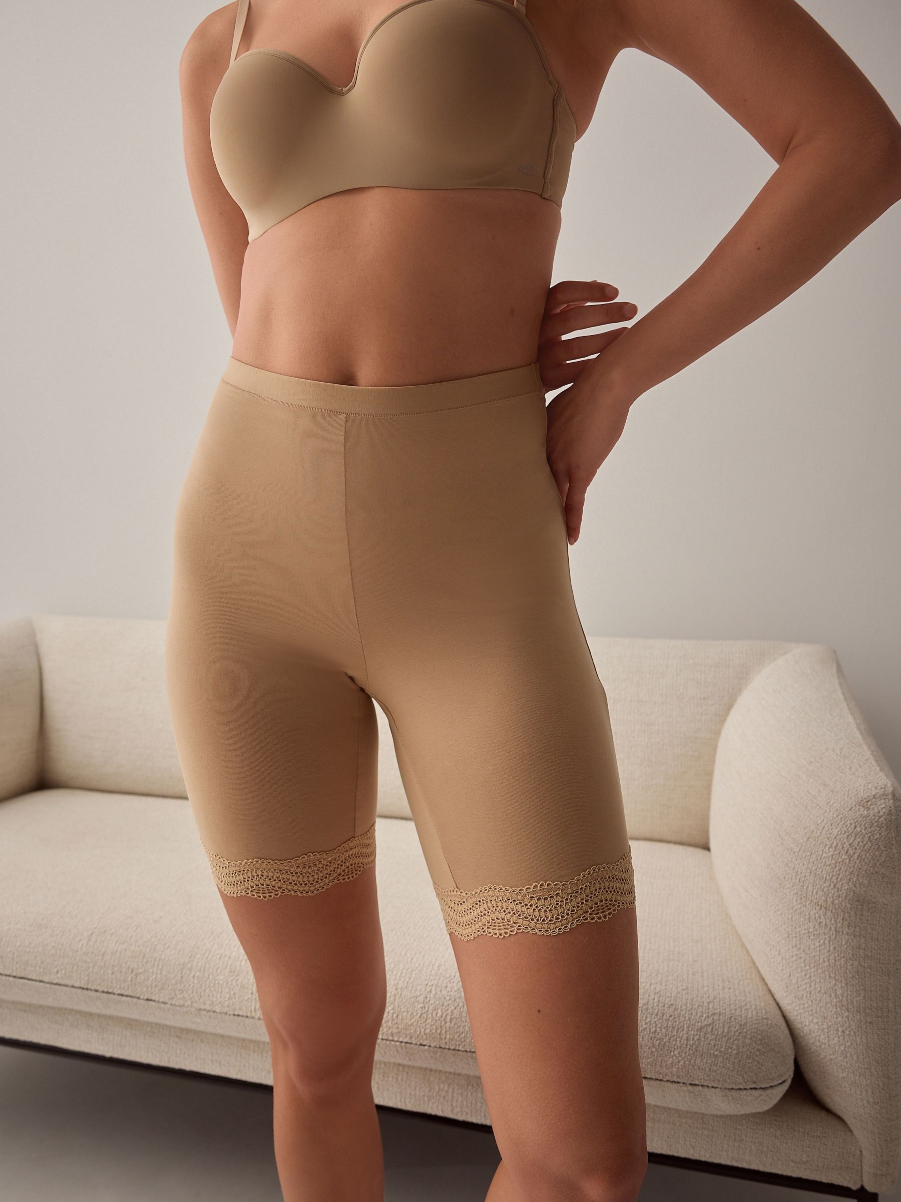 Pastel Rose Nude Cotton Blend Anti-Chafe Shorts 2 Pack