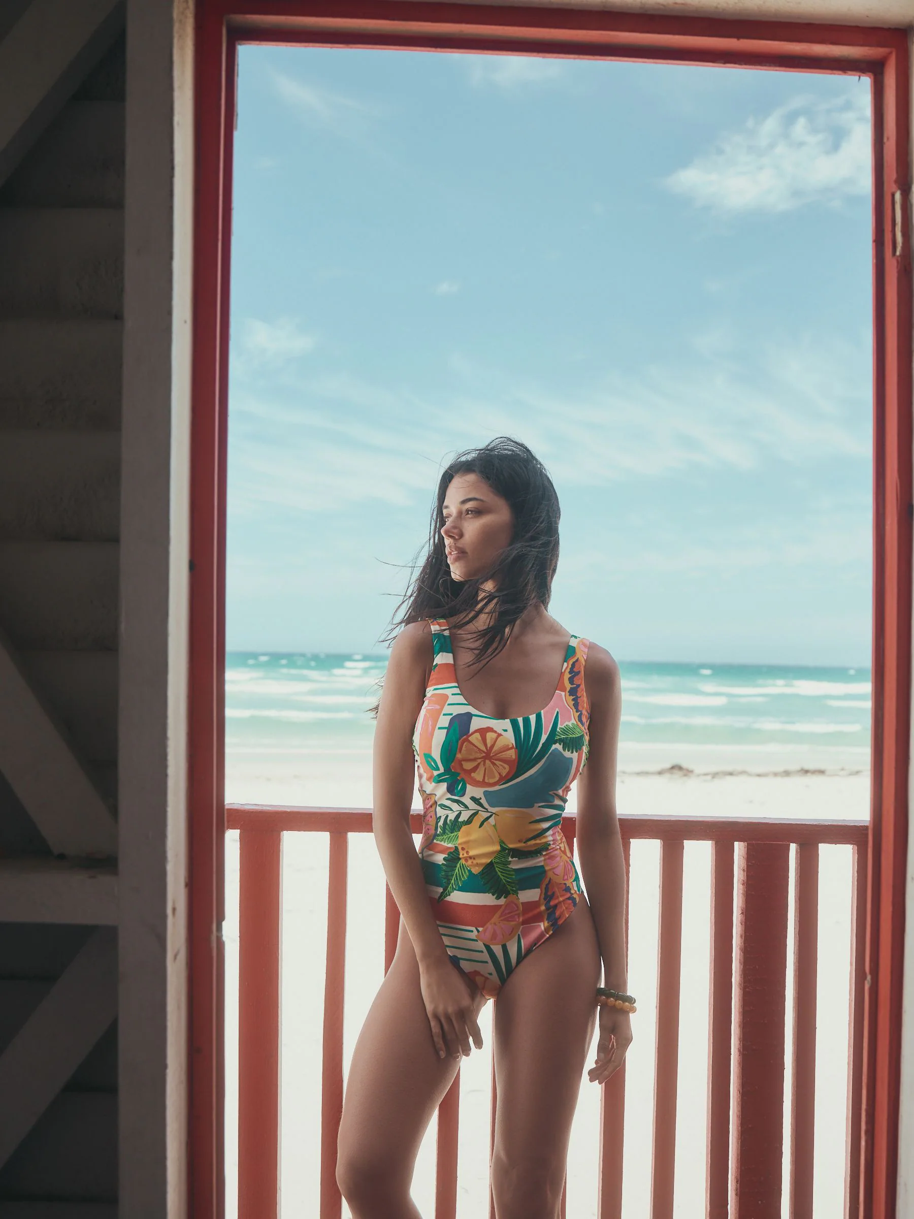 Bright Fruit Stripe Dd+ Wired Scoop Neck Tummy Control Swimsuit