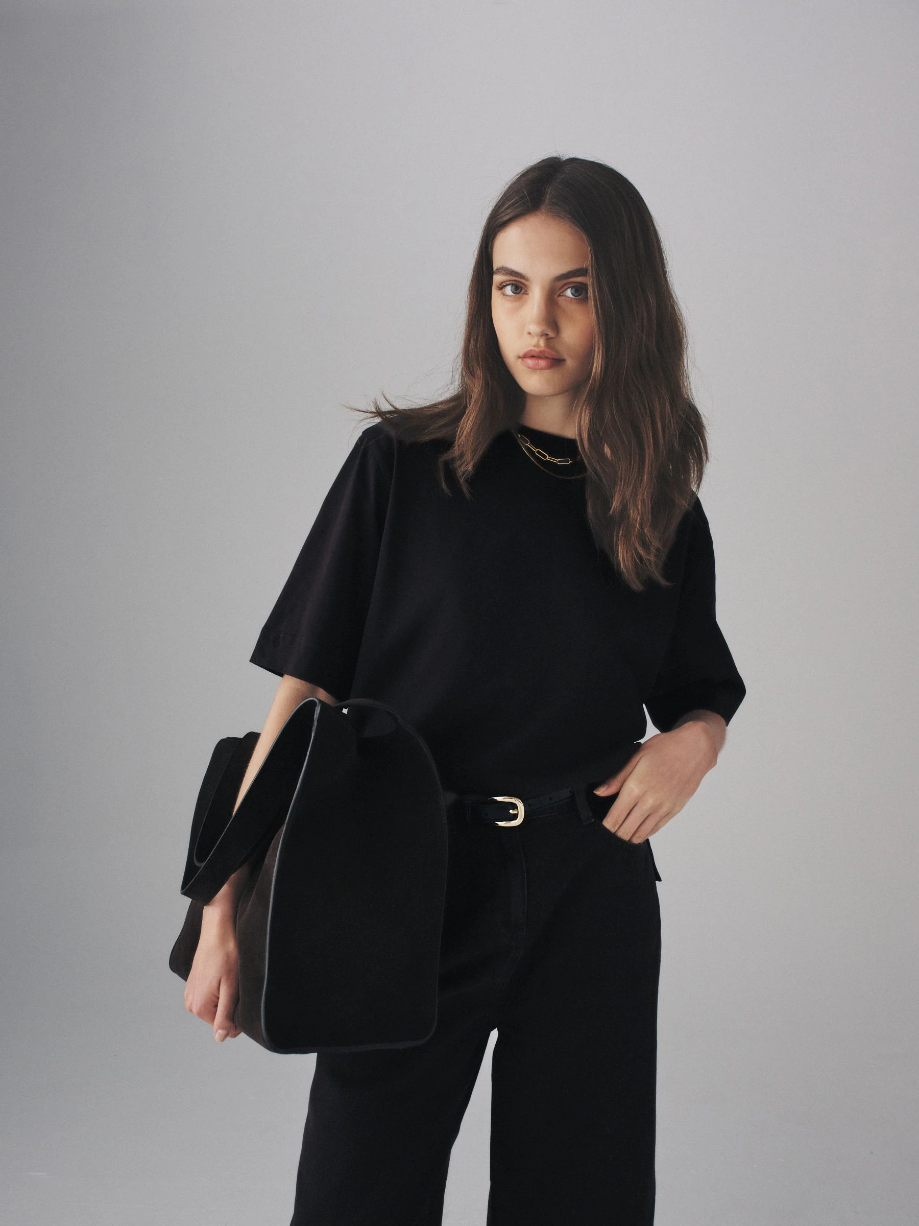 The Set 5 Pack Heavyweight Relaxed Short Sleeve T-Shirts Black/Chocolate Brown/Taupe Brown/Neutral/White