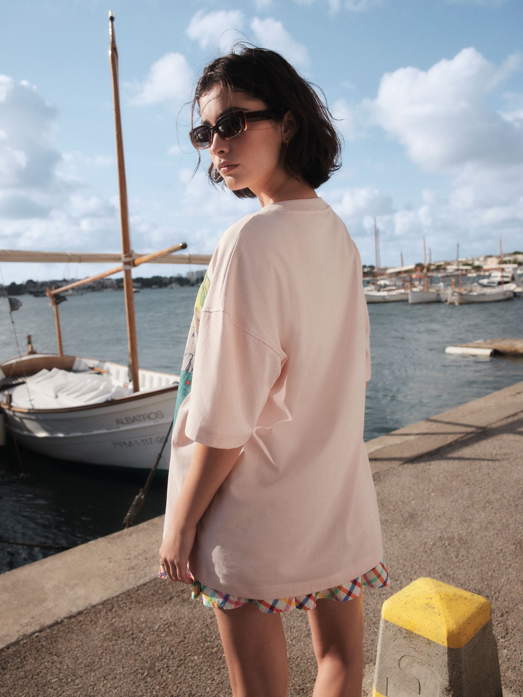 Pink Graphic Print Beach T-Shirt