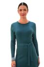 Roman Green Ribbed Stretch Knit Border Print Dress