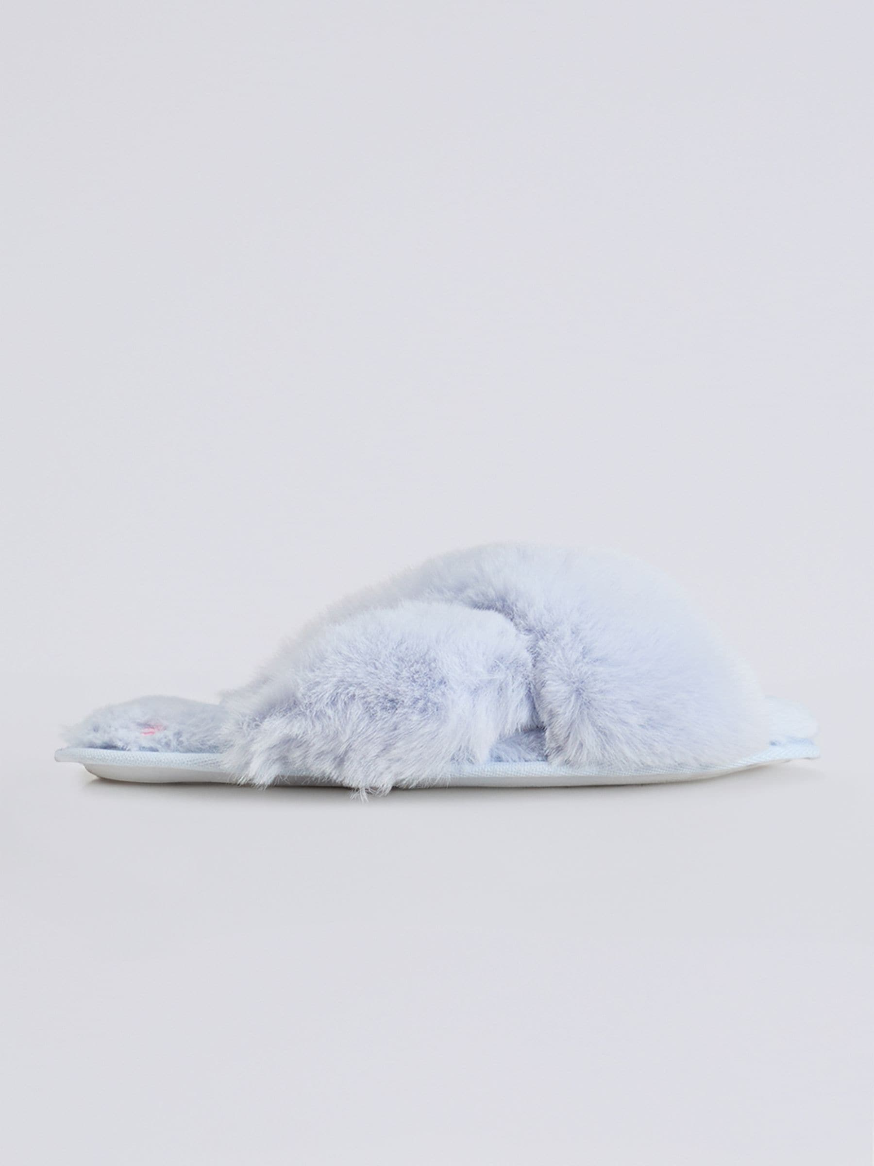 Boux Avenue Blue Bow Embroidered Cross Band Slider Slippers