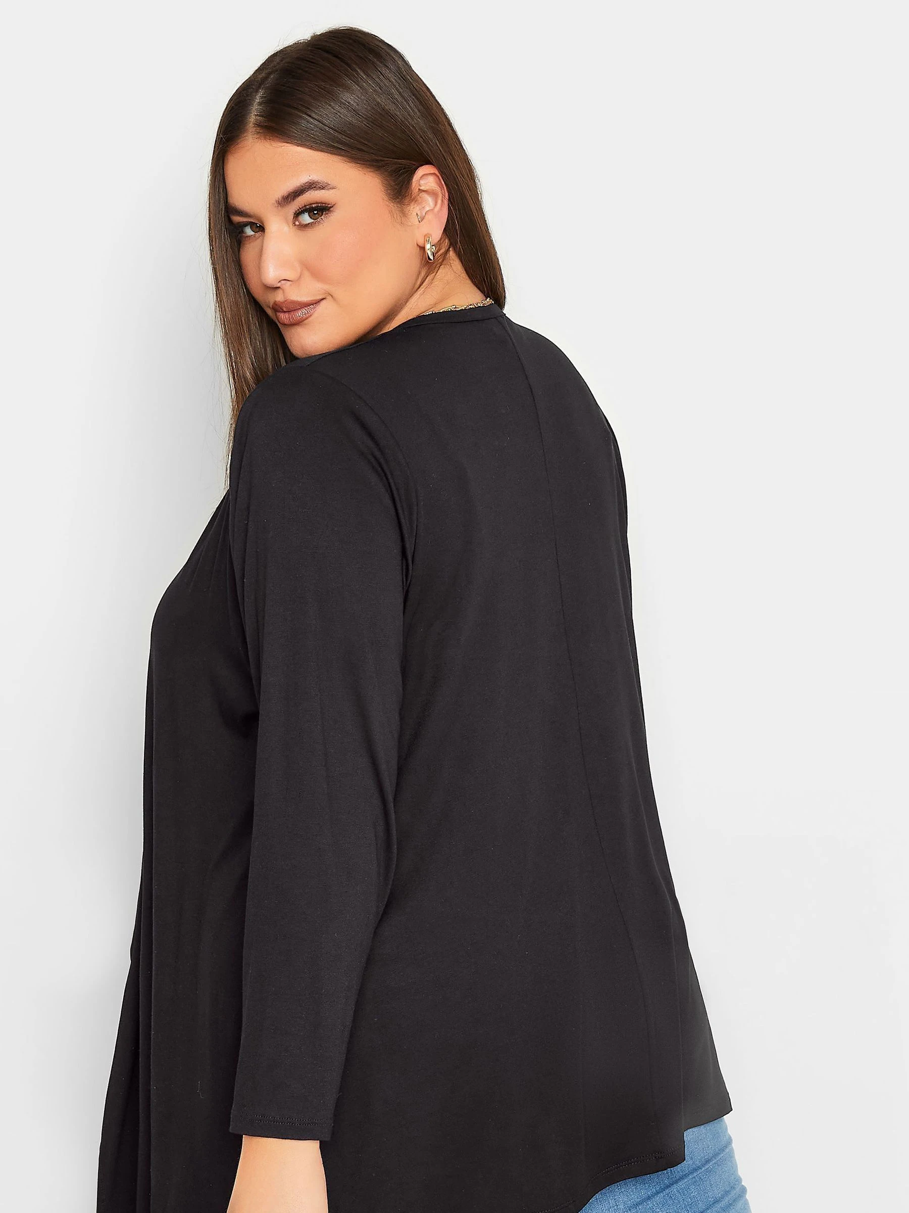 Yours Curve Black Waterfall Cardigan