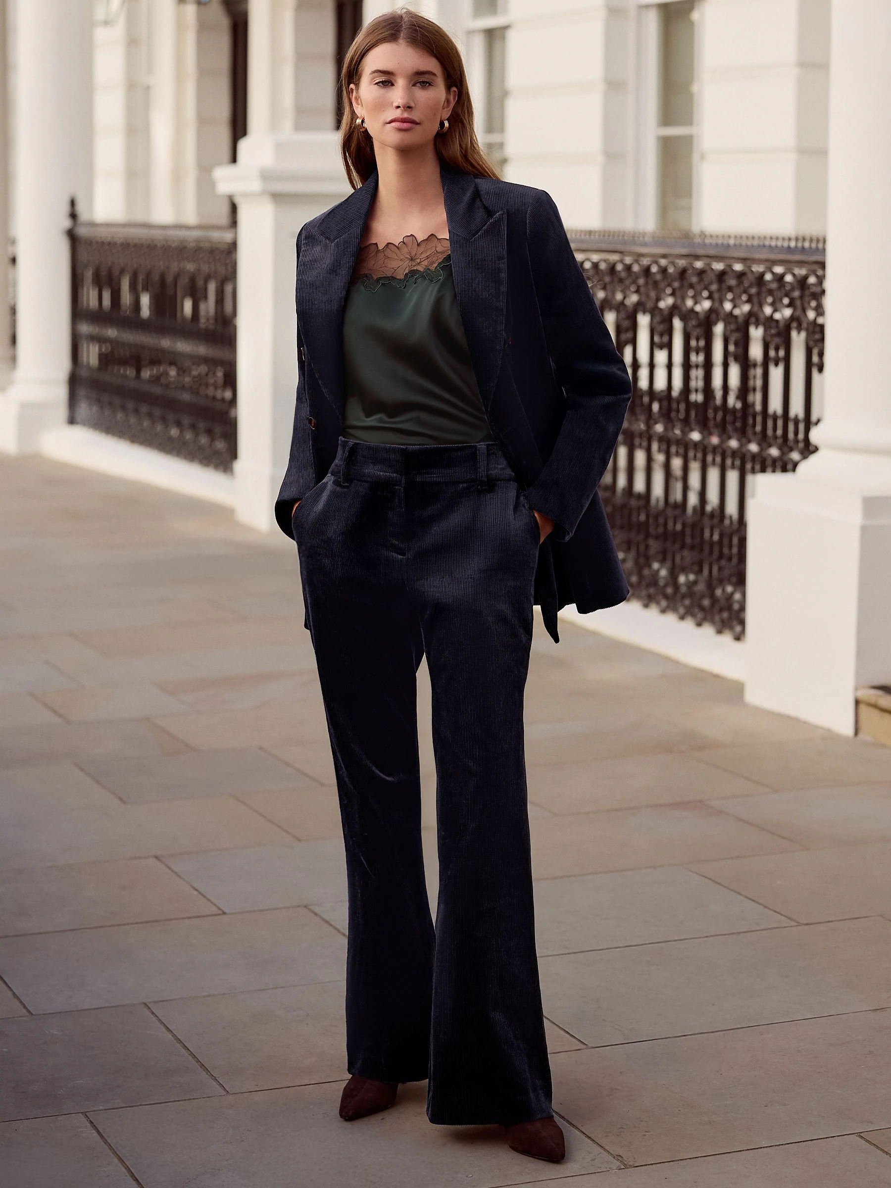 Navy N. Premium Cord Bootcut Trousers