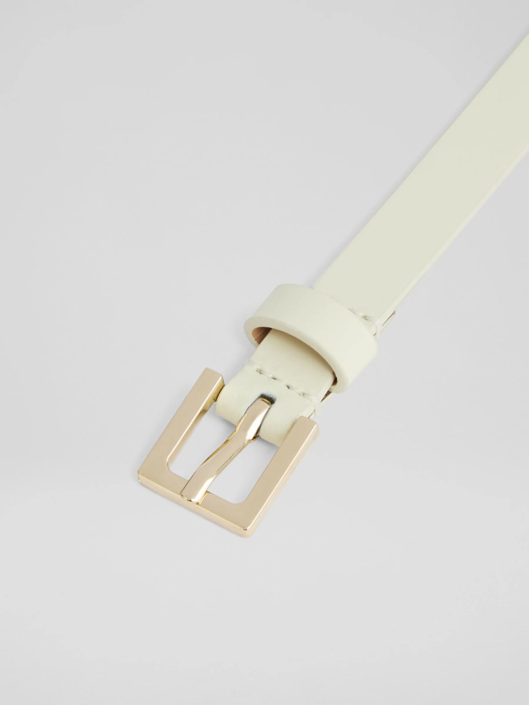 LK Bennett White Clover Leather Square Buckle Belt