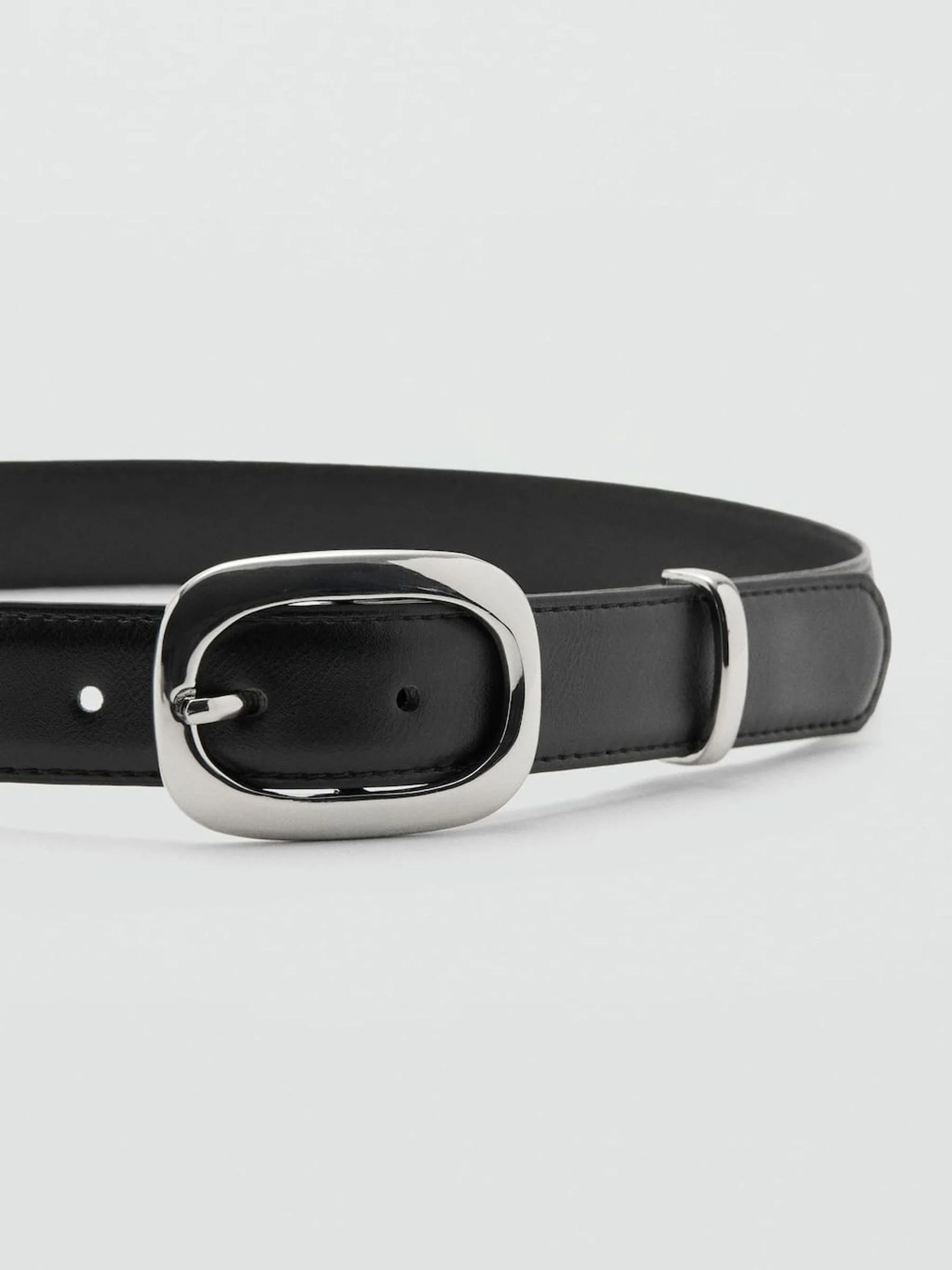 Mango Black Silver Buckle Belt
