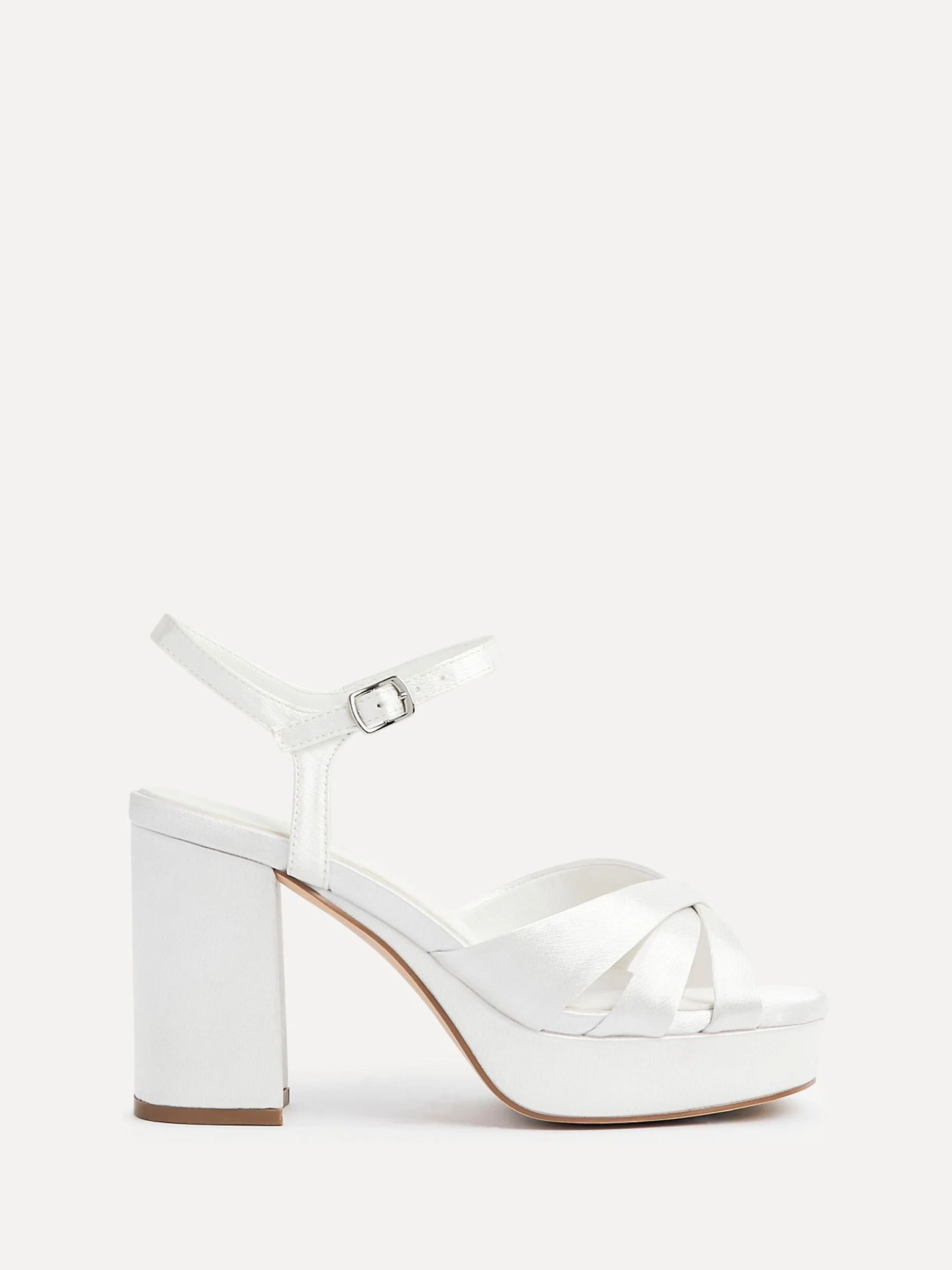 Linzi Ivory Bridal Keliah Platform Cross-Over Strap Block Heeled Sandals