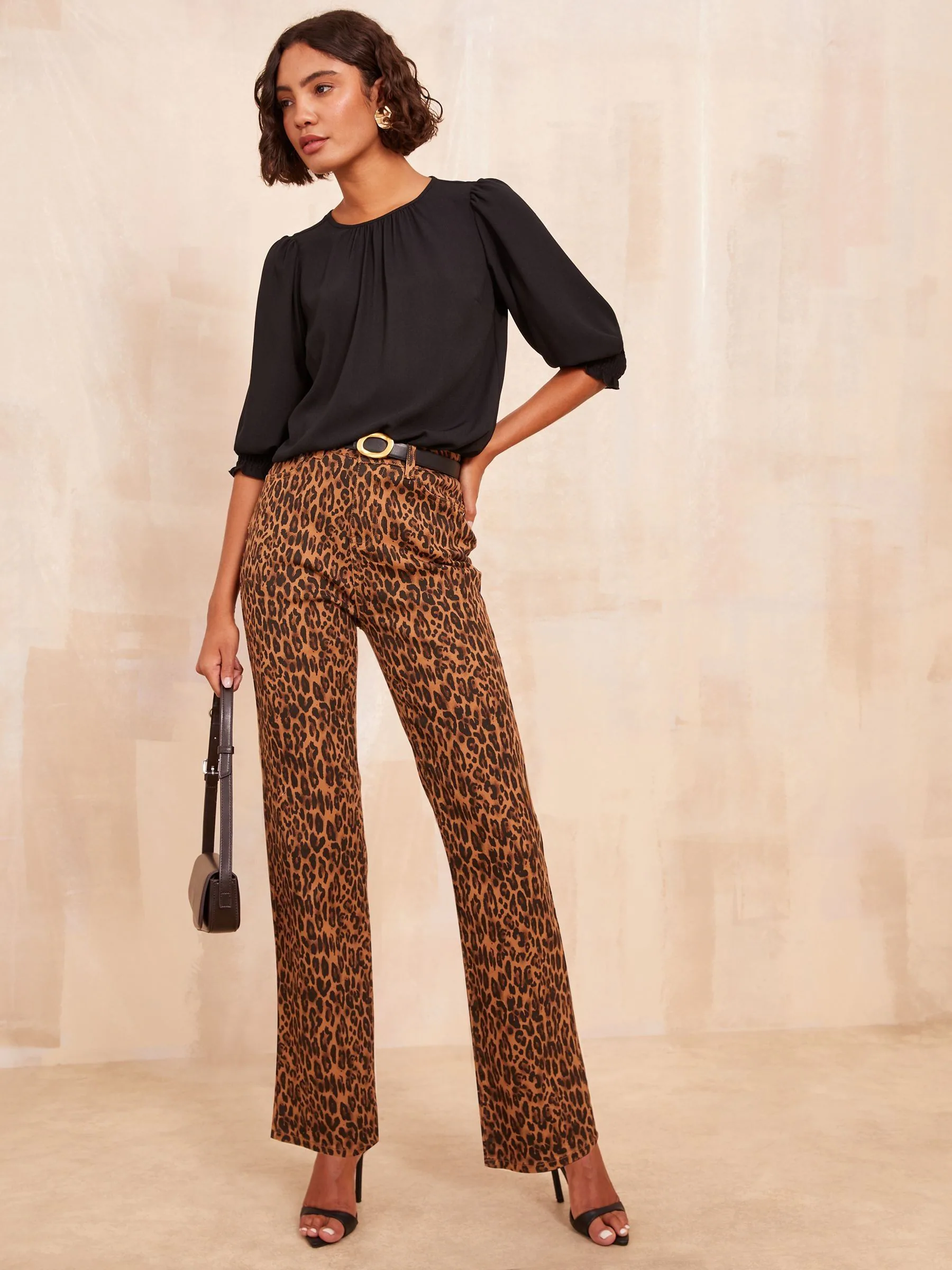 Friends Like These Black 3/4 Sleeve Shirred Cuff Blouse