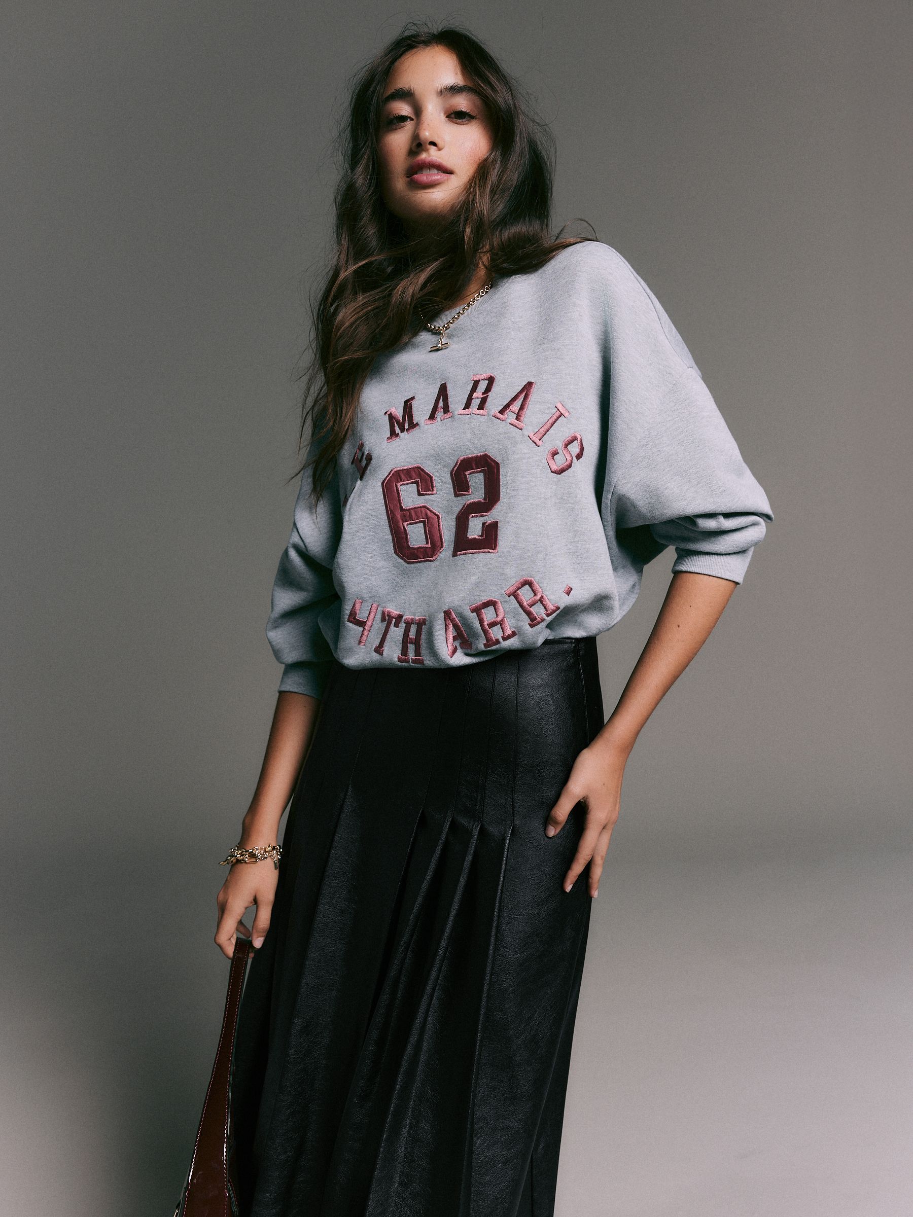 Black Faux Leather Midi Kilt Skirt