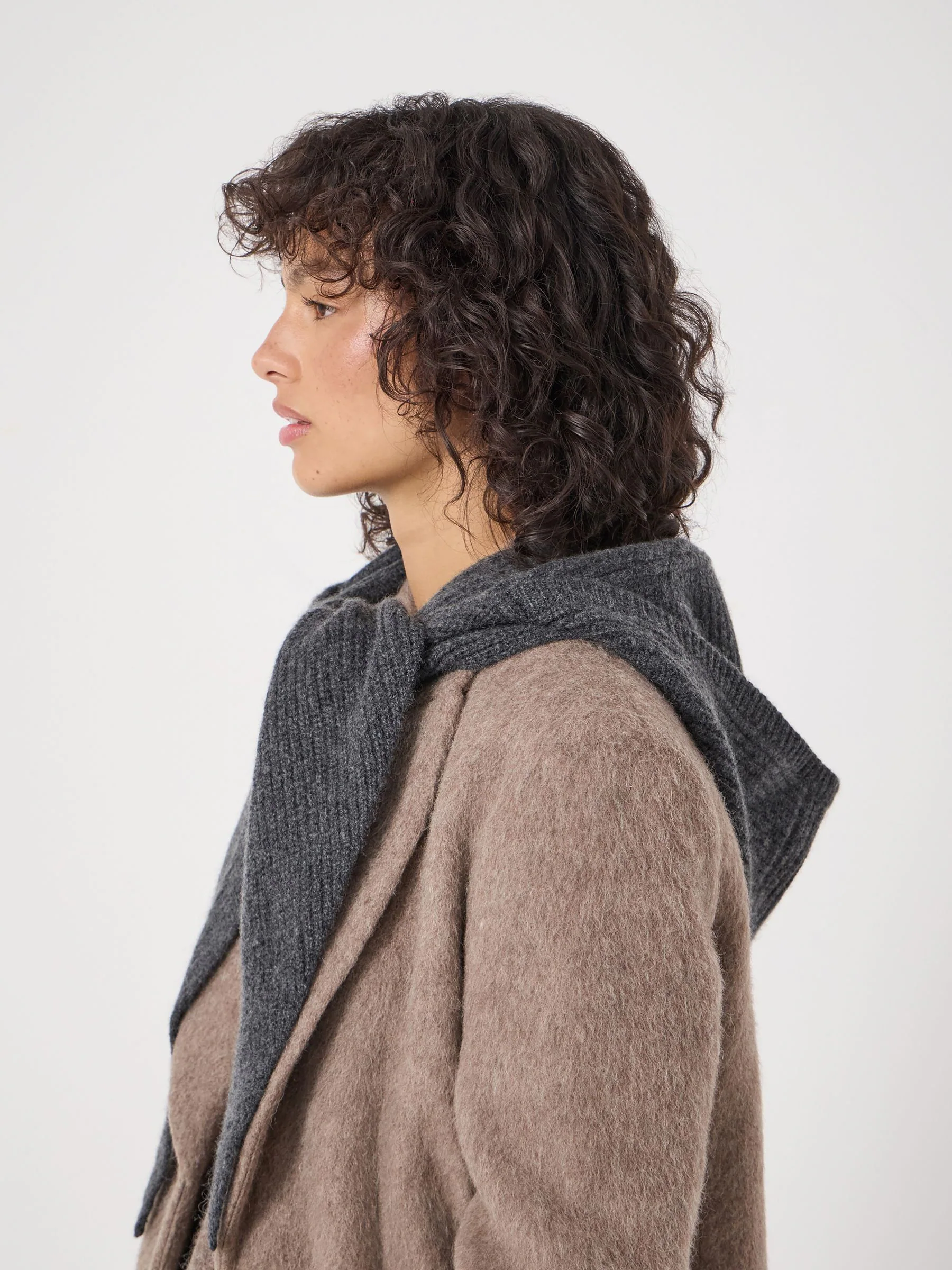 Hush Grey Cashmere Hooded Scarf