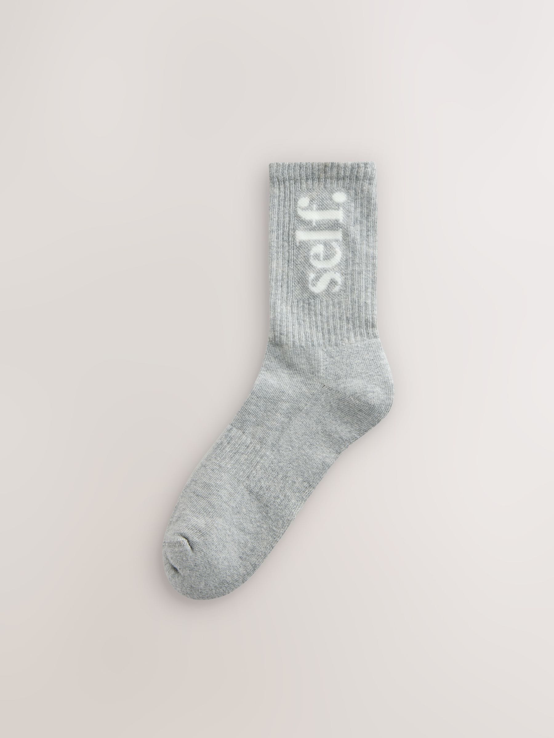 self. Neutral Cushion Sole Side Slogan Ankle Socks 3 Pack