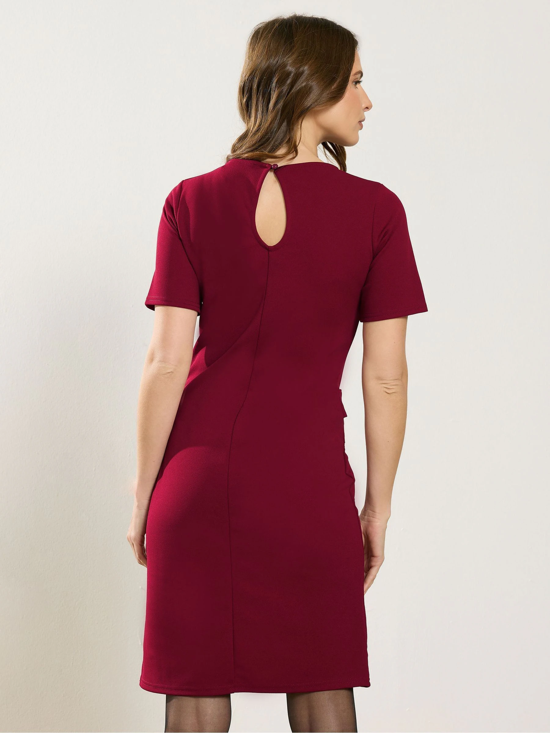 M&Co Purple Button Detail Work Midi Dress