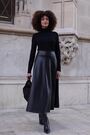 Sosandar Black Faux Leather Midaxi Skirt