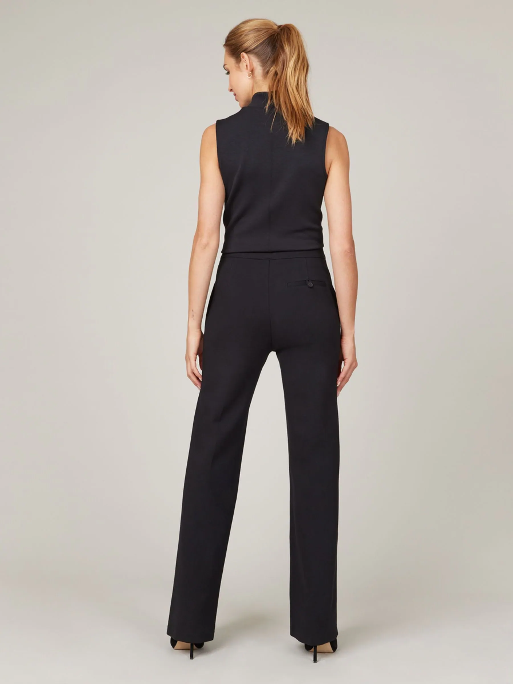 SPANX Black Supersmooth Perfect Fit Ponte Wide Leg Jeans Trousers