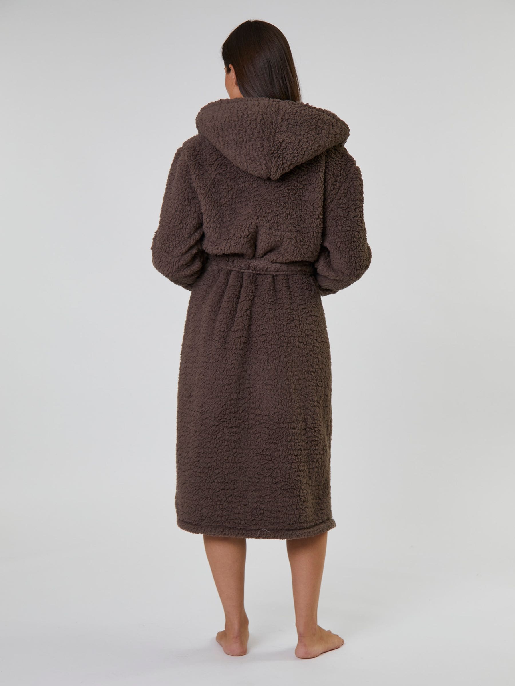 Loungeable Brown Chunky Sherpa Hooded Midaxi Robe