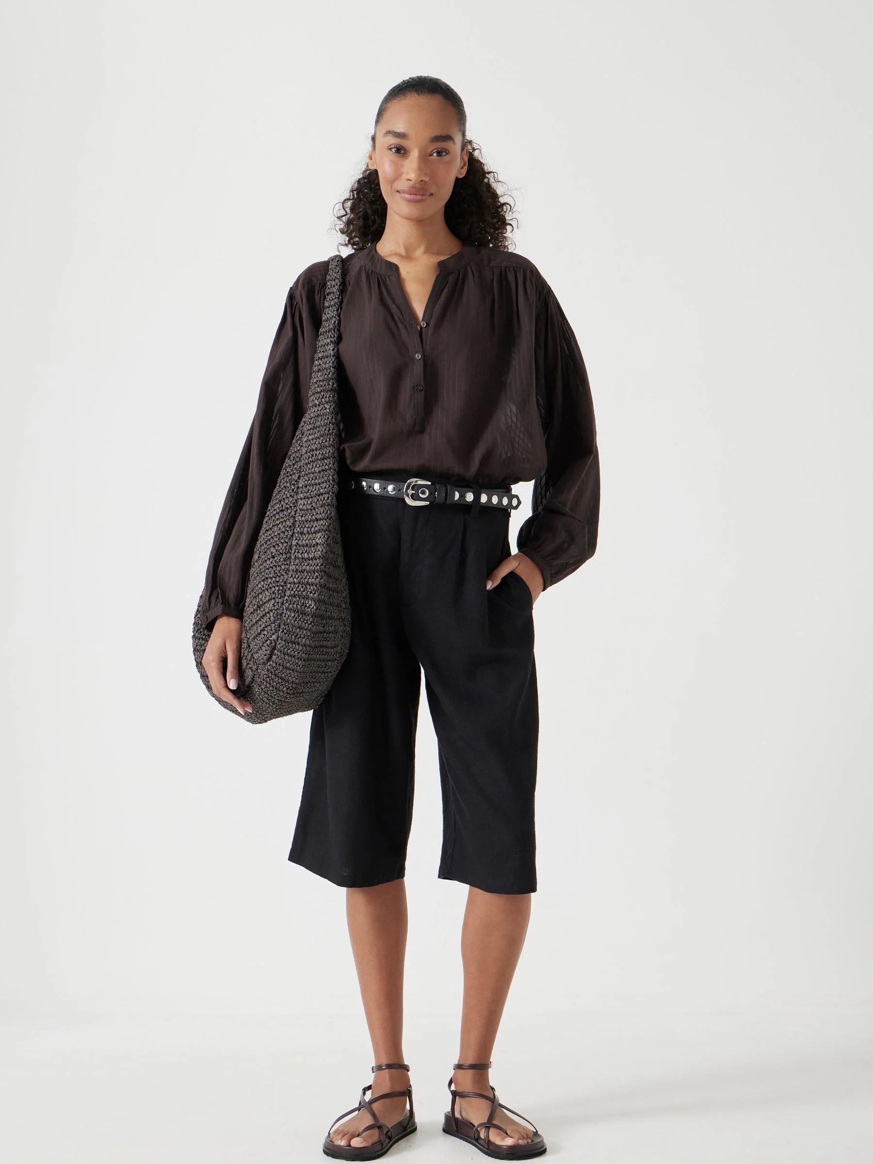 Hush Black Linen Blend Lya Bermuda Shorts