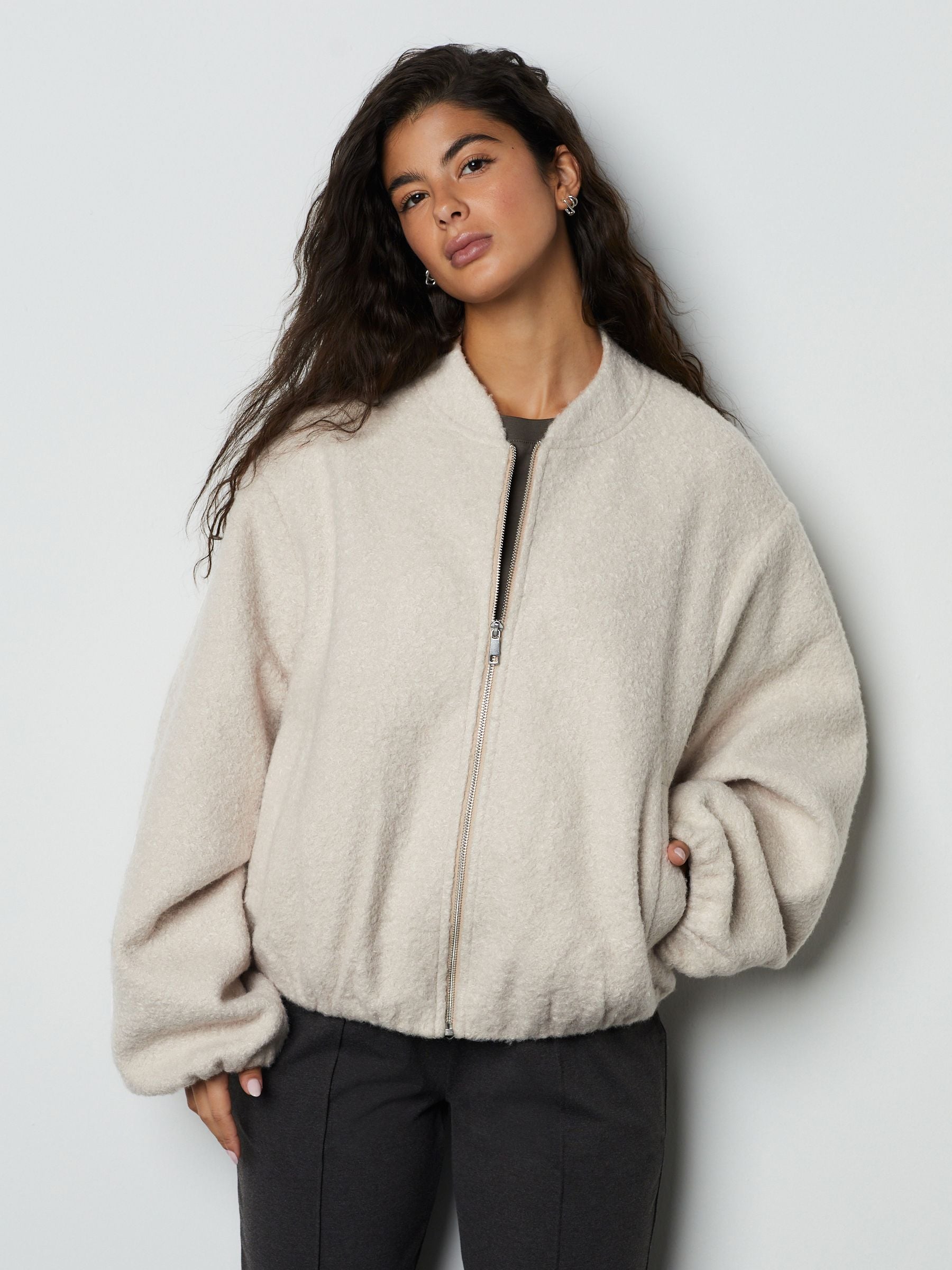 Cream Coatigan Bomber Jacket