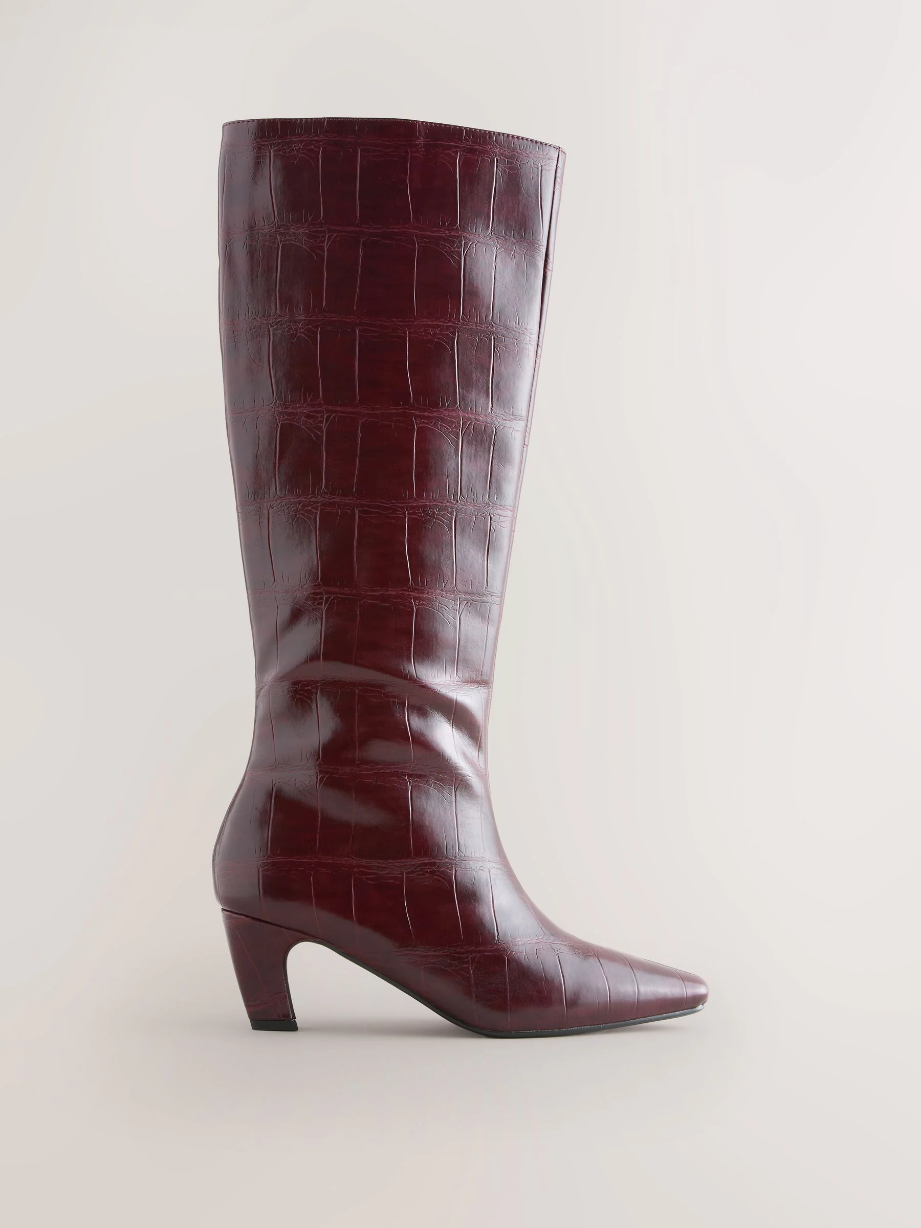 Burgundy Red Forever Comfort® Curved Heel Knee High Boots
