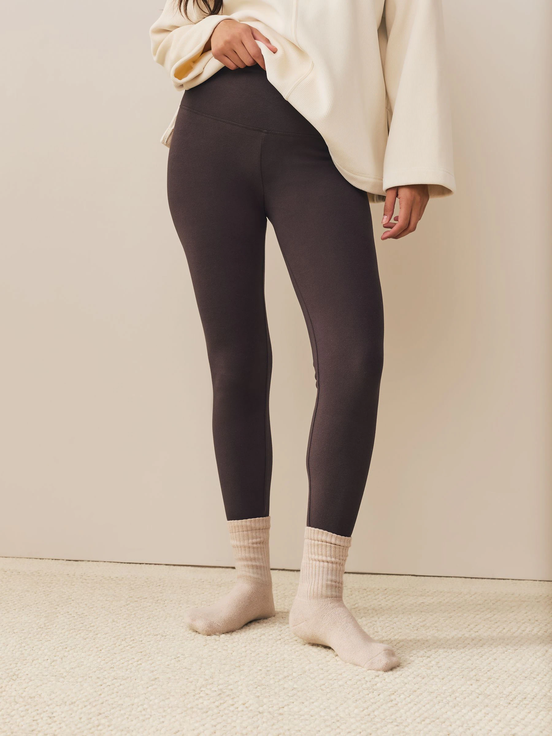Chocolate Brown Cosy Fleece Leggings