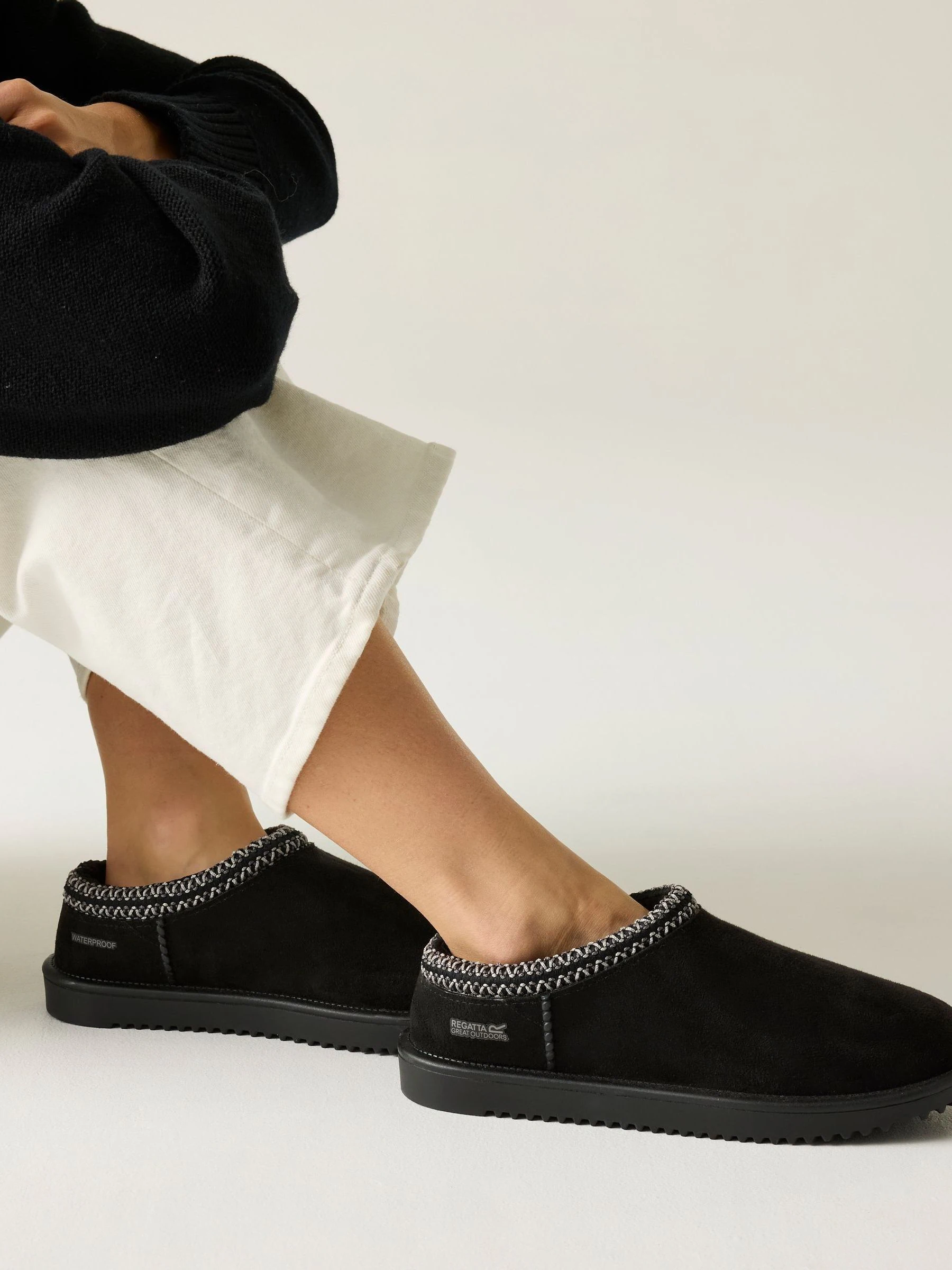 Regatta Black Risley Mule WP Waterproof Faux Fur Mules