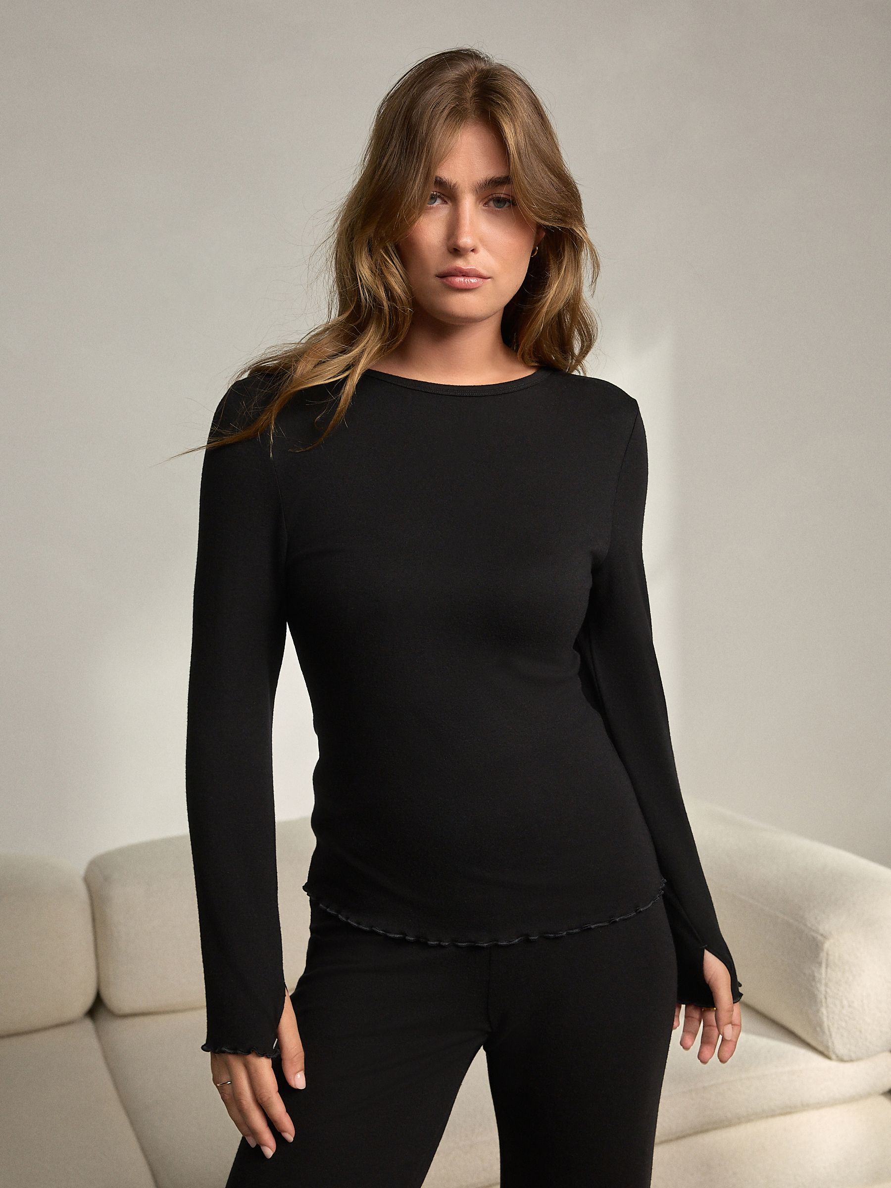 Black Premium Thermal Maximum Warmth Merino Wool Long Sleeved Top