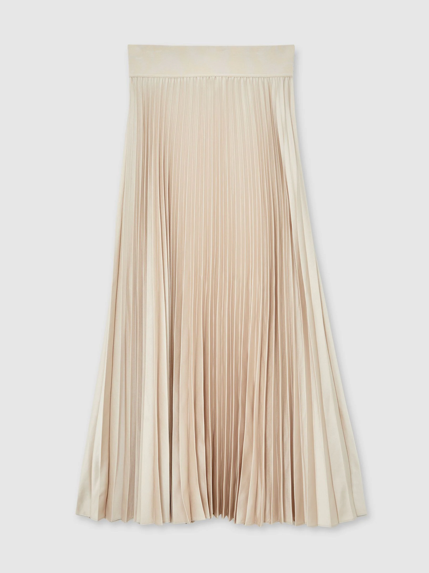 Reiss Champagne Neutral Seren Pleated Midi Skirt