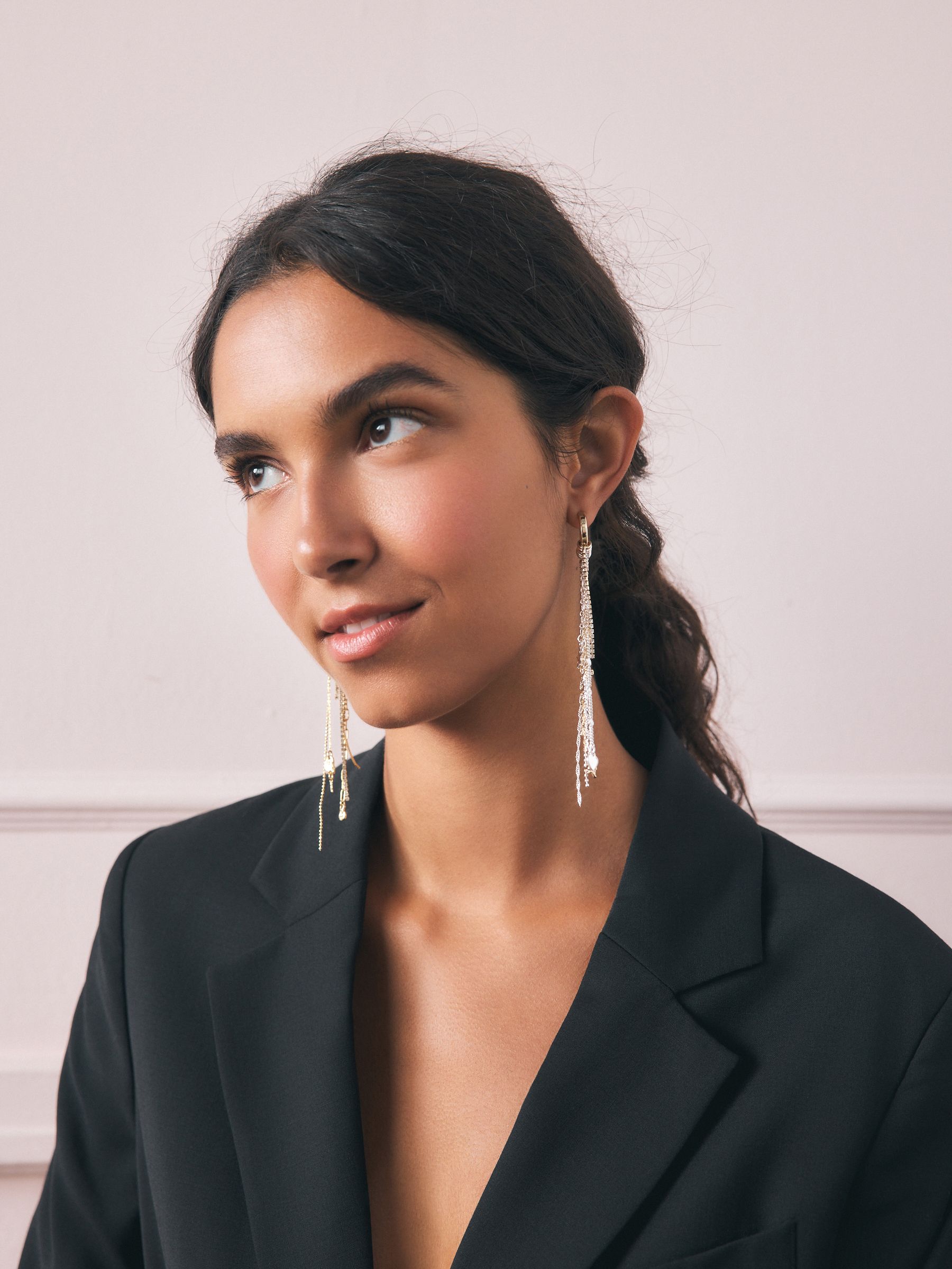 Rockett St George Silver Tone/Gold Tone Star Charm Hoop Drop Earrings