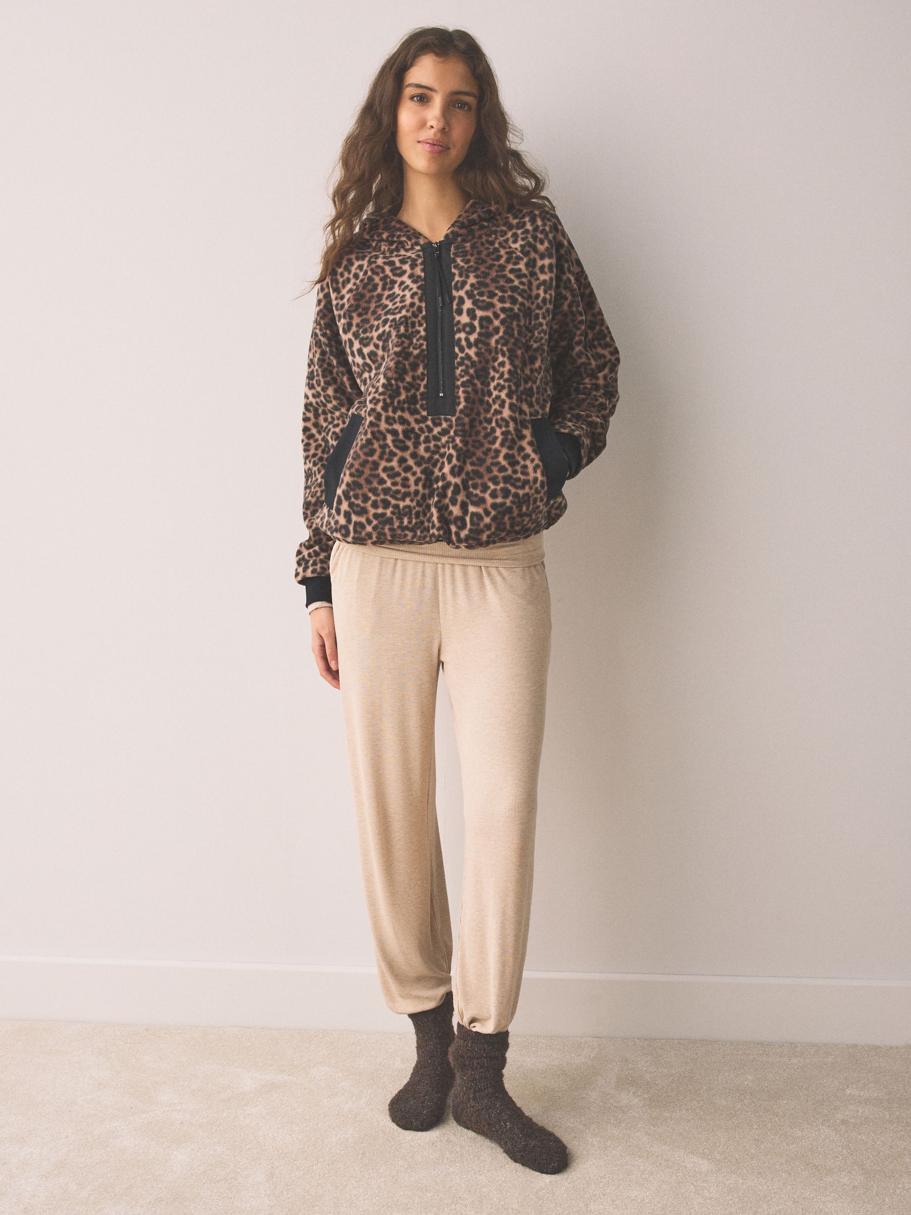 Animal Half Zip Fleece Hoodie