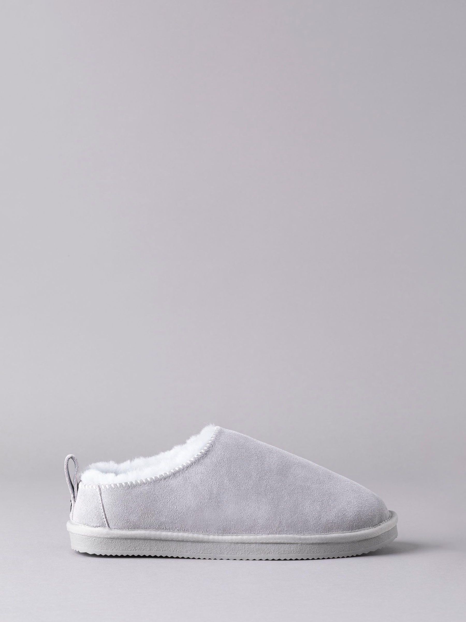 Lakeland Leather Grey Ladies Sheepskin Clog Winter Slippers