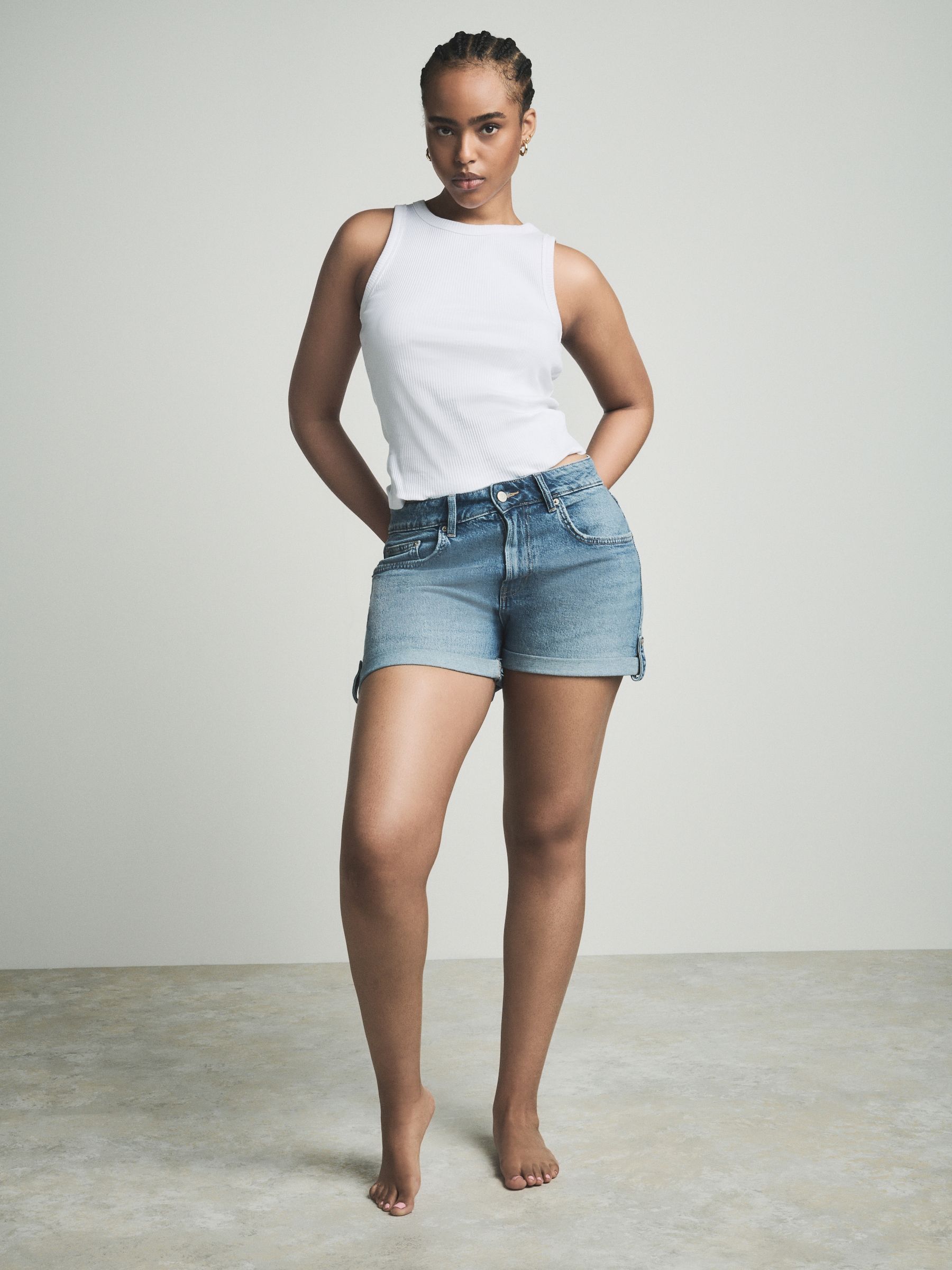 Mid Blue Hourglass Denim Boy Shorts