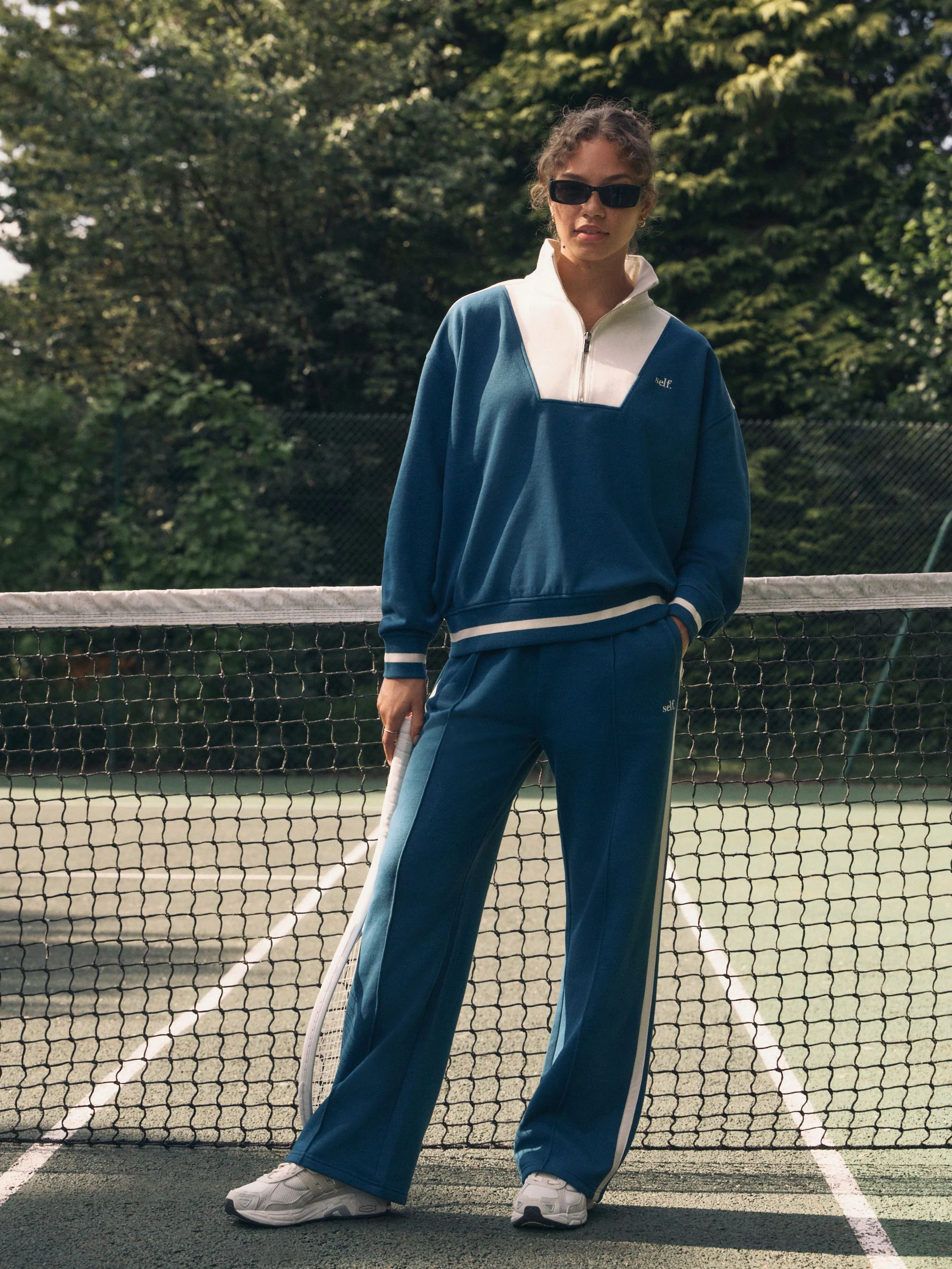 Teal Blue Half Zip Sweatshirt