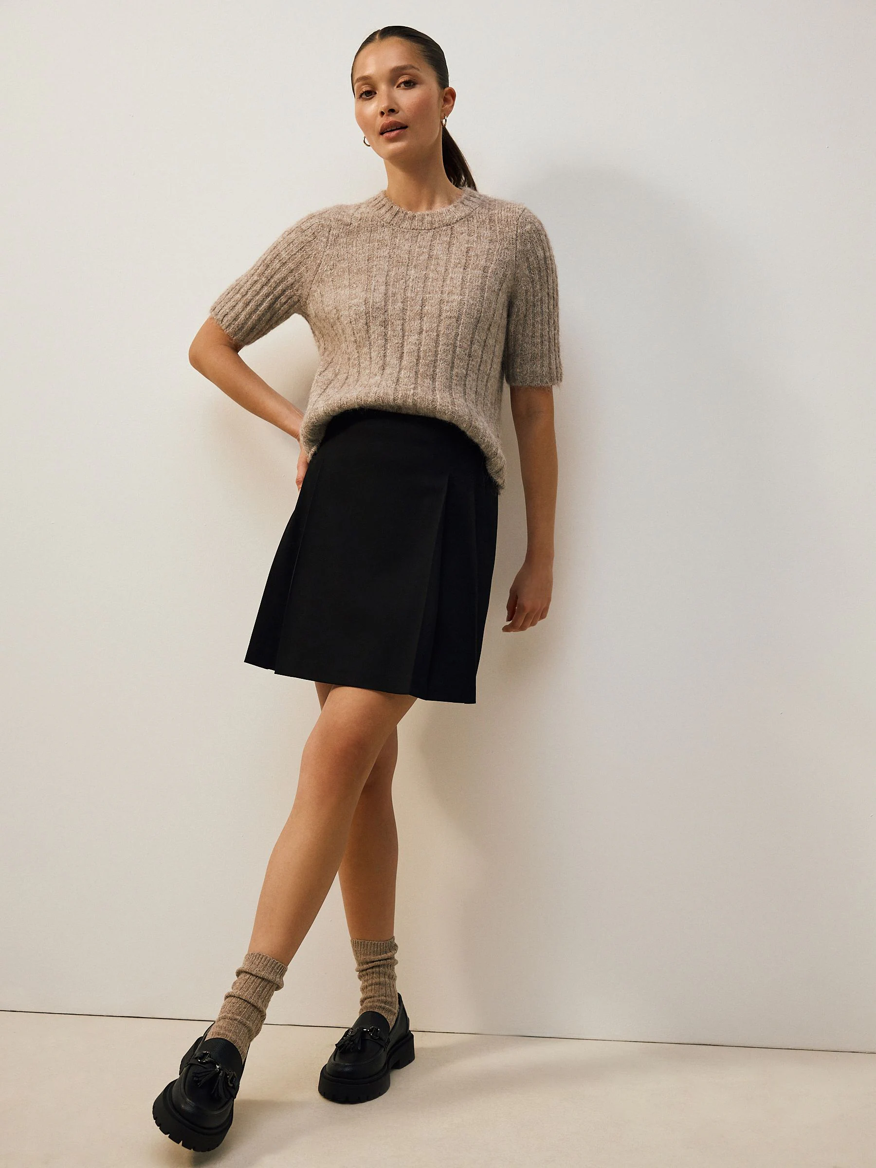 Black Mini Pleated Skirt