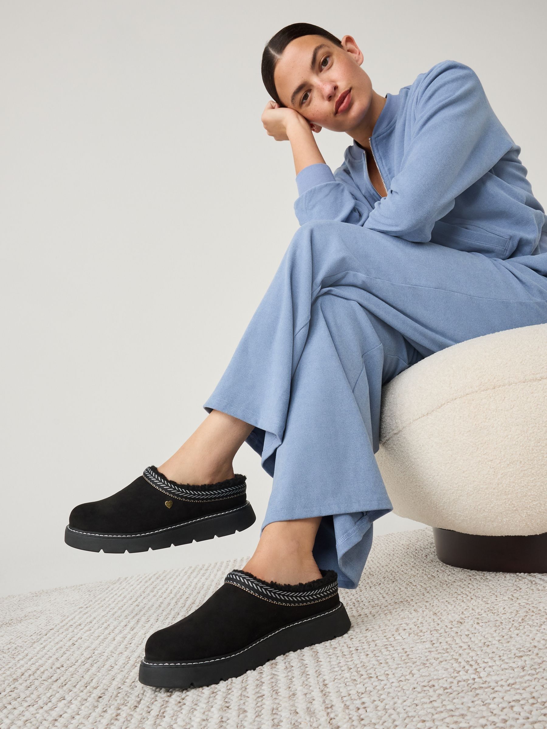 Skechers Black Keepsakes Lite Cozy Fest Slippers