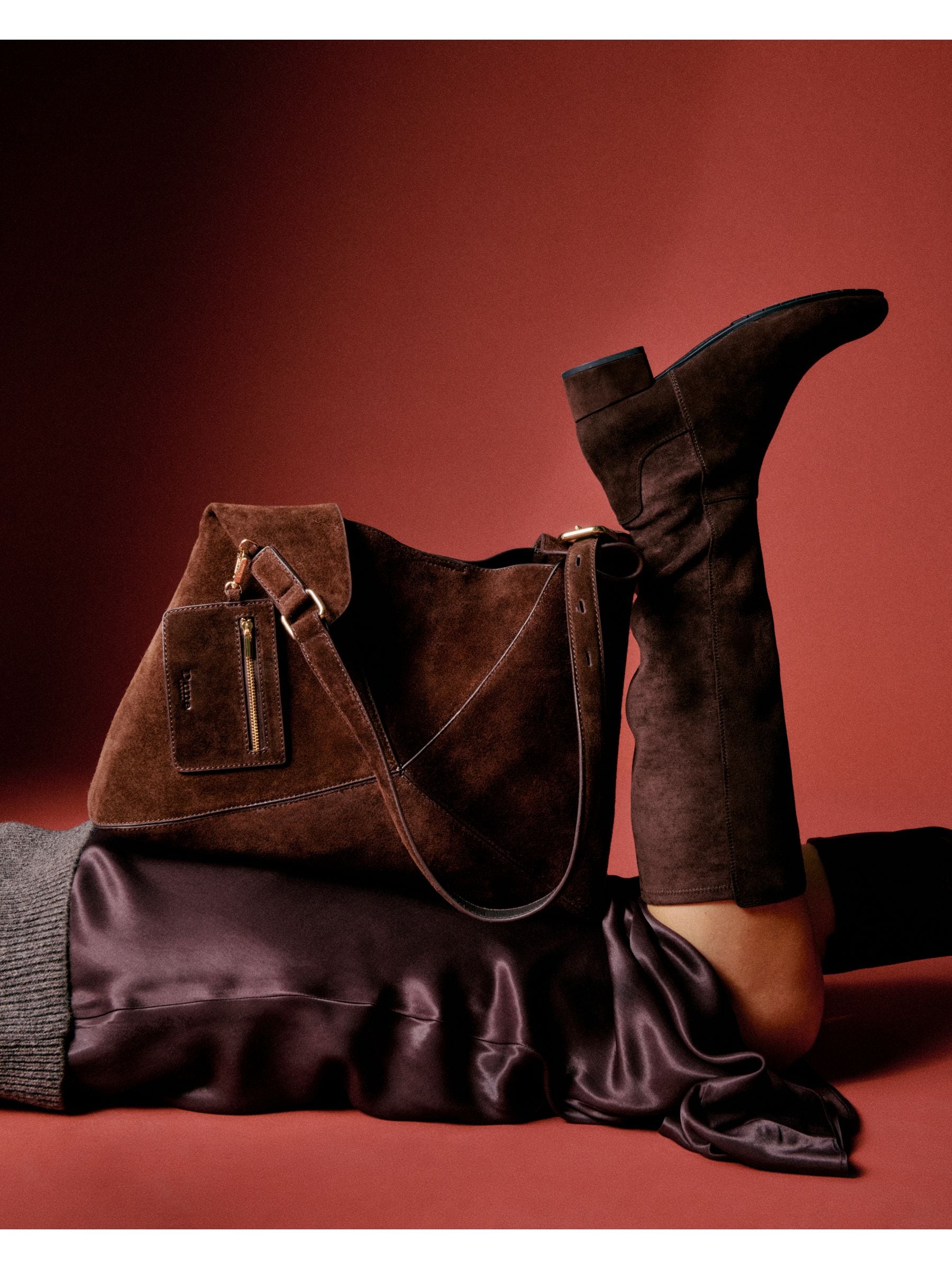 Dune London Dark Brown Standard Fit Tayla Smart Stretch High Leg Boots