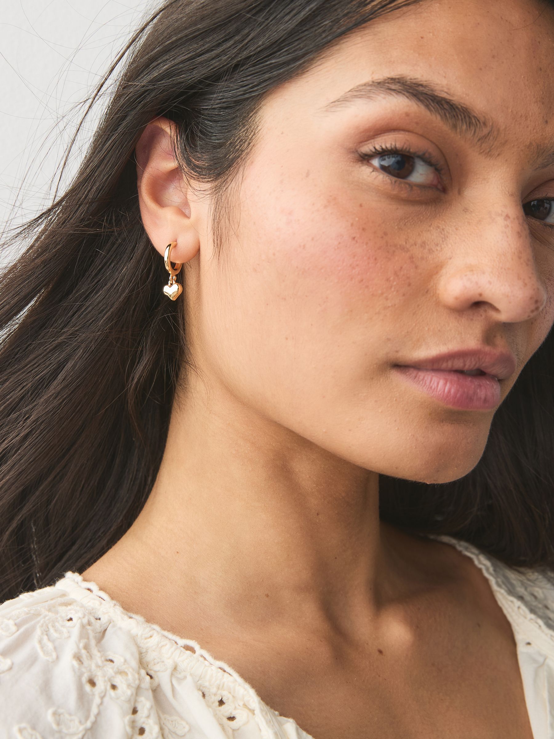 Gold Tone Mini Heart Hoop Earrings