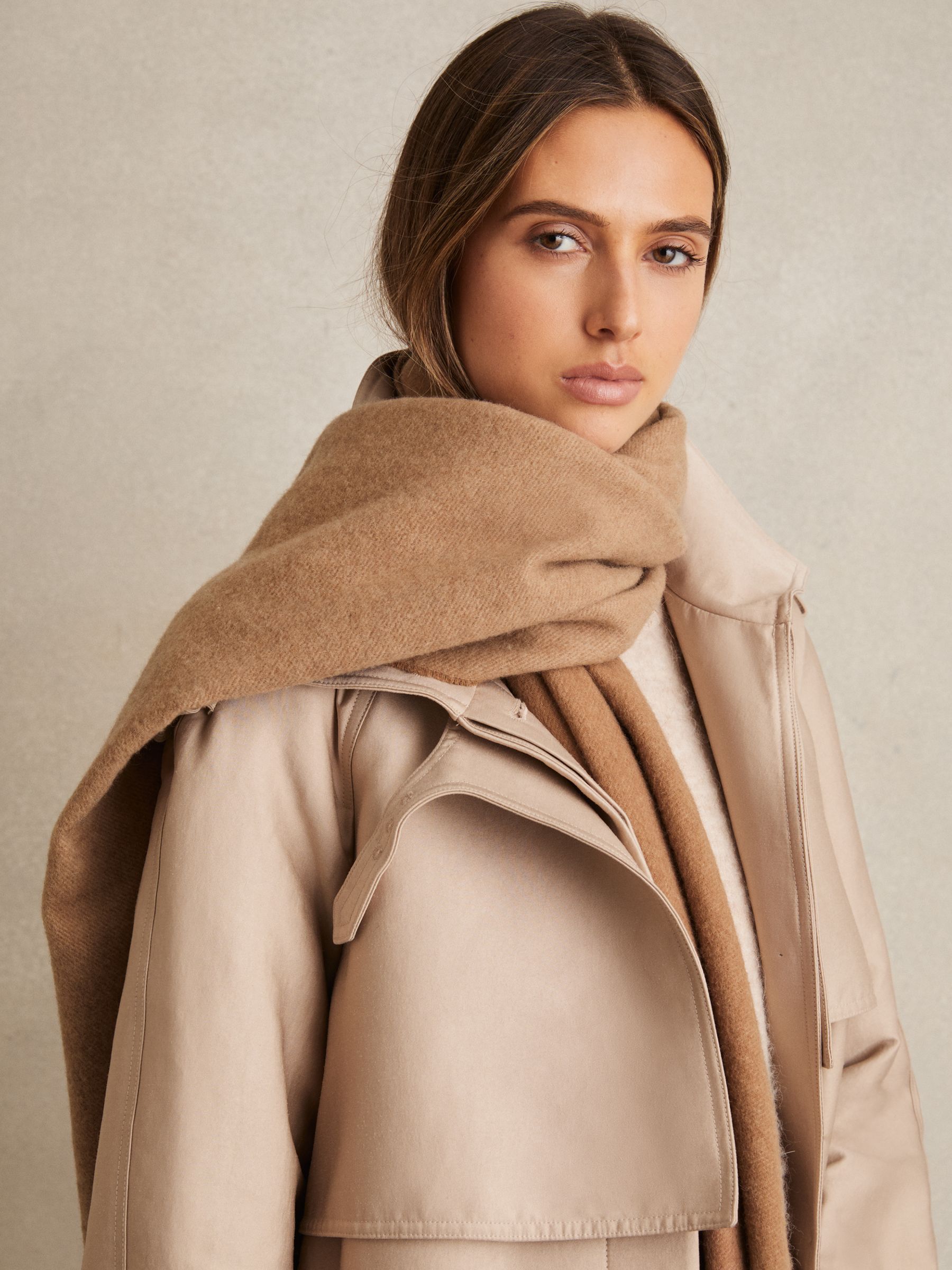 Reiss Biscuit Picton Wool-Cashmere Scarf