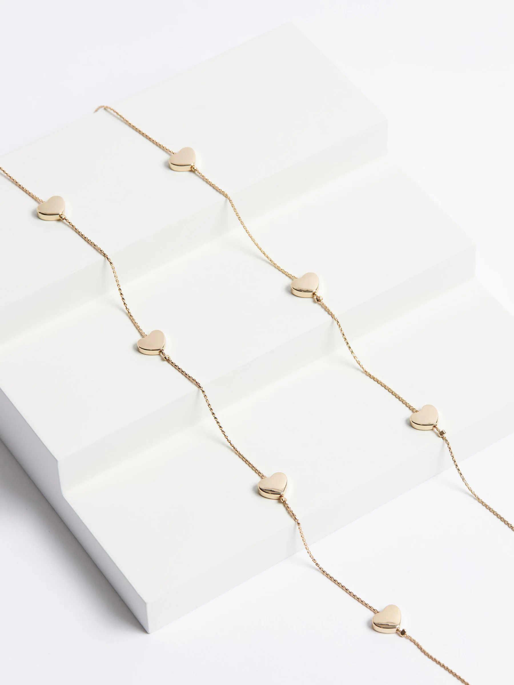 Gold Tone Heart Long Rope Necklace