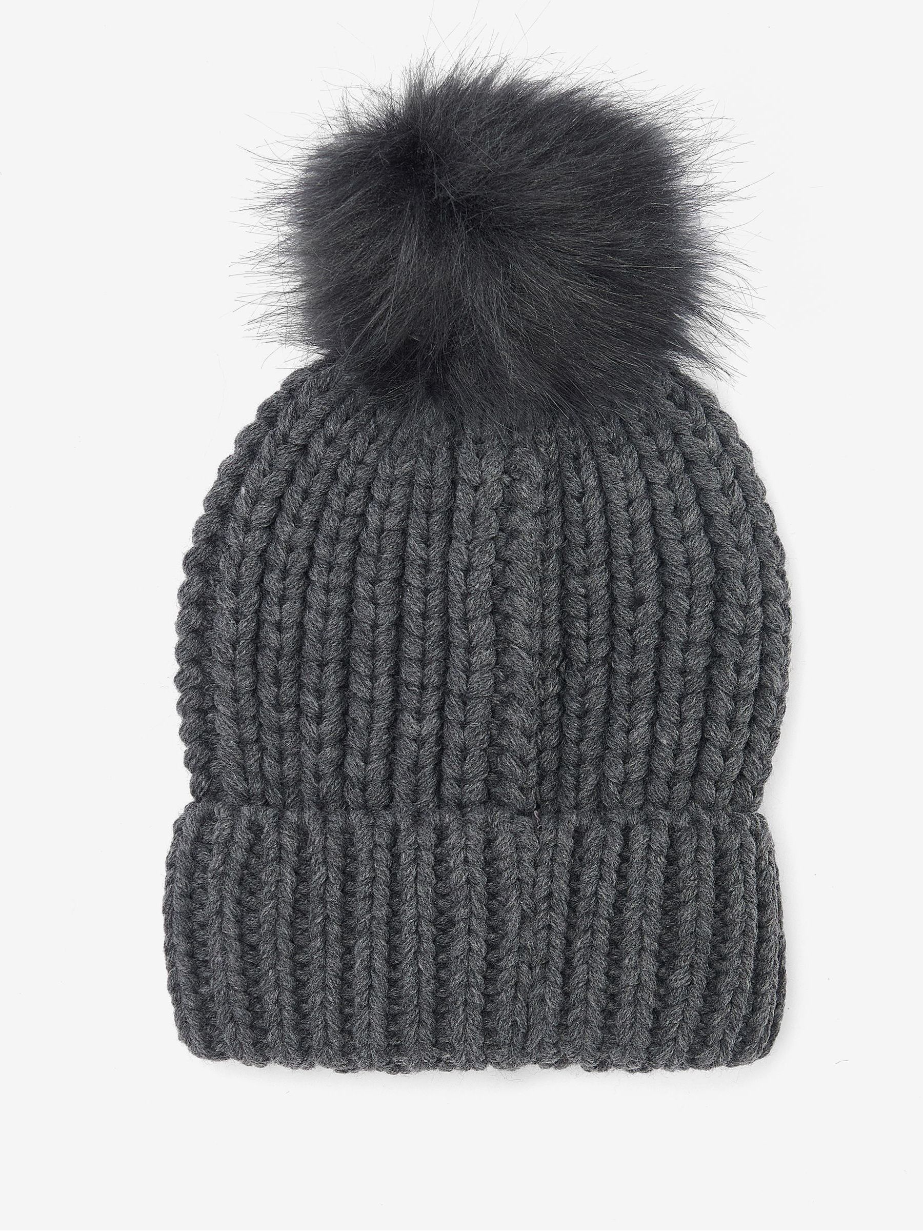 Barbour® Dark Grey Saltburn Pom Beanie Hat