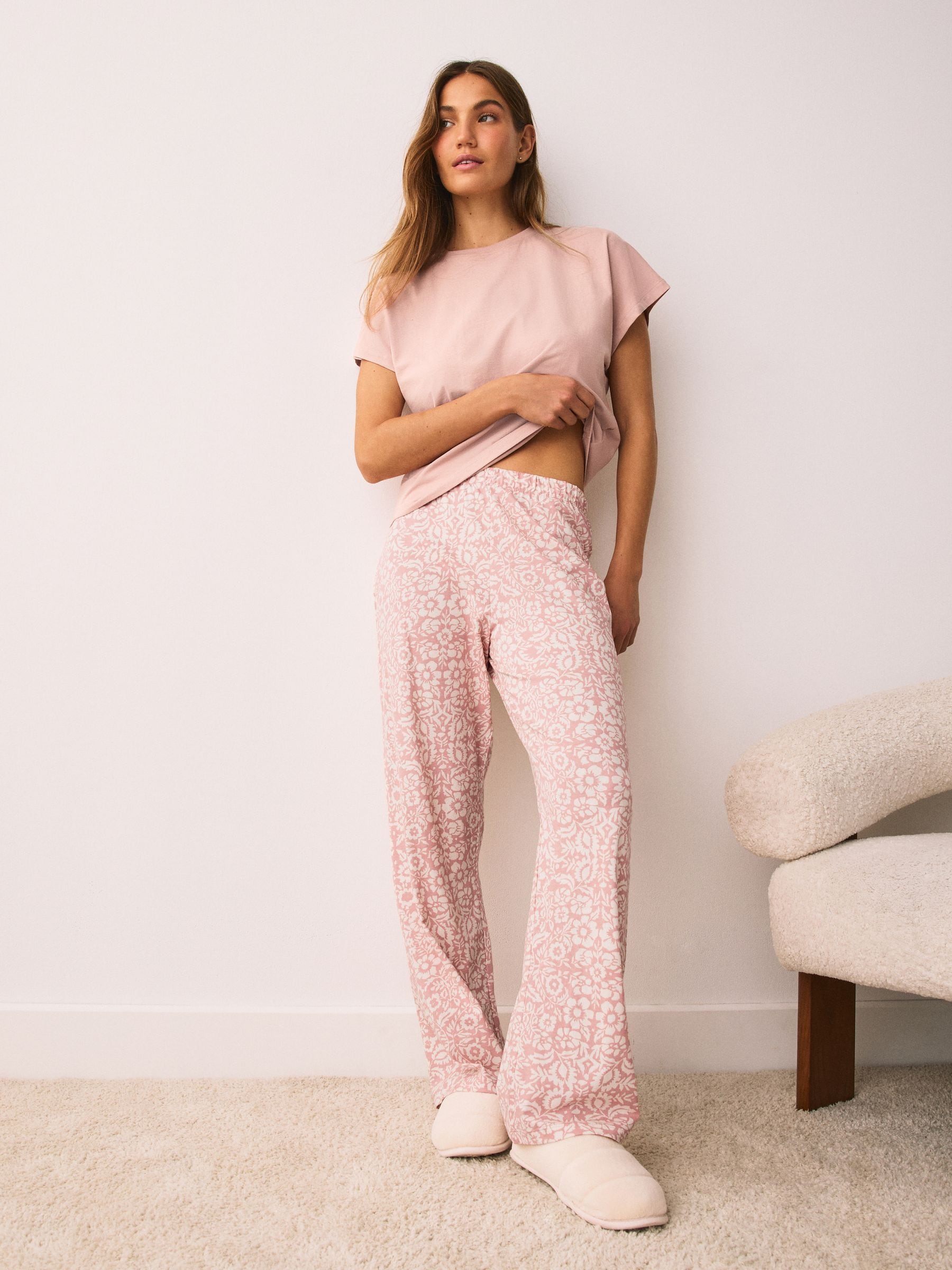 Pink Floral Short Sleeve Pyjamas