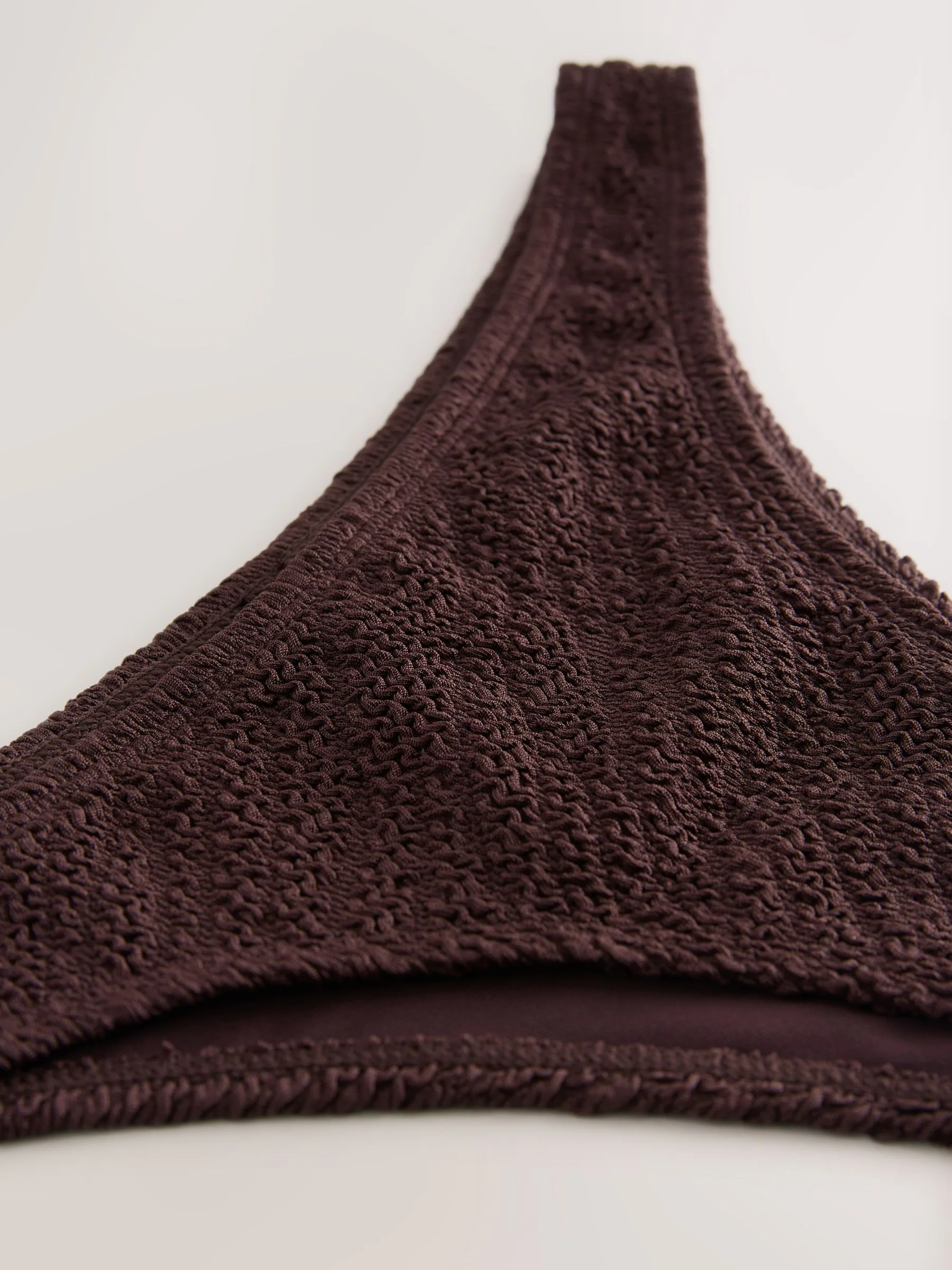 Chocolate Brown Crinkle Brazilian High Leg Bikini Bottoms