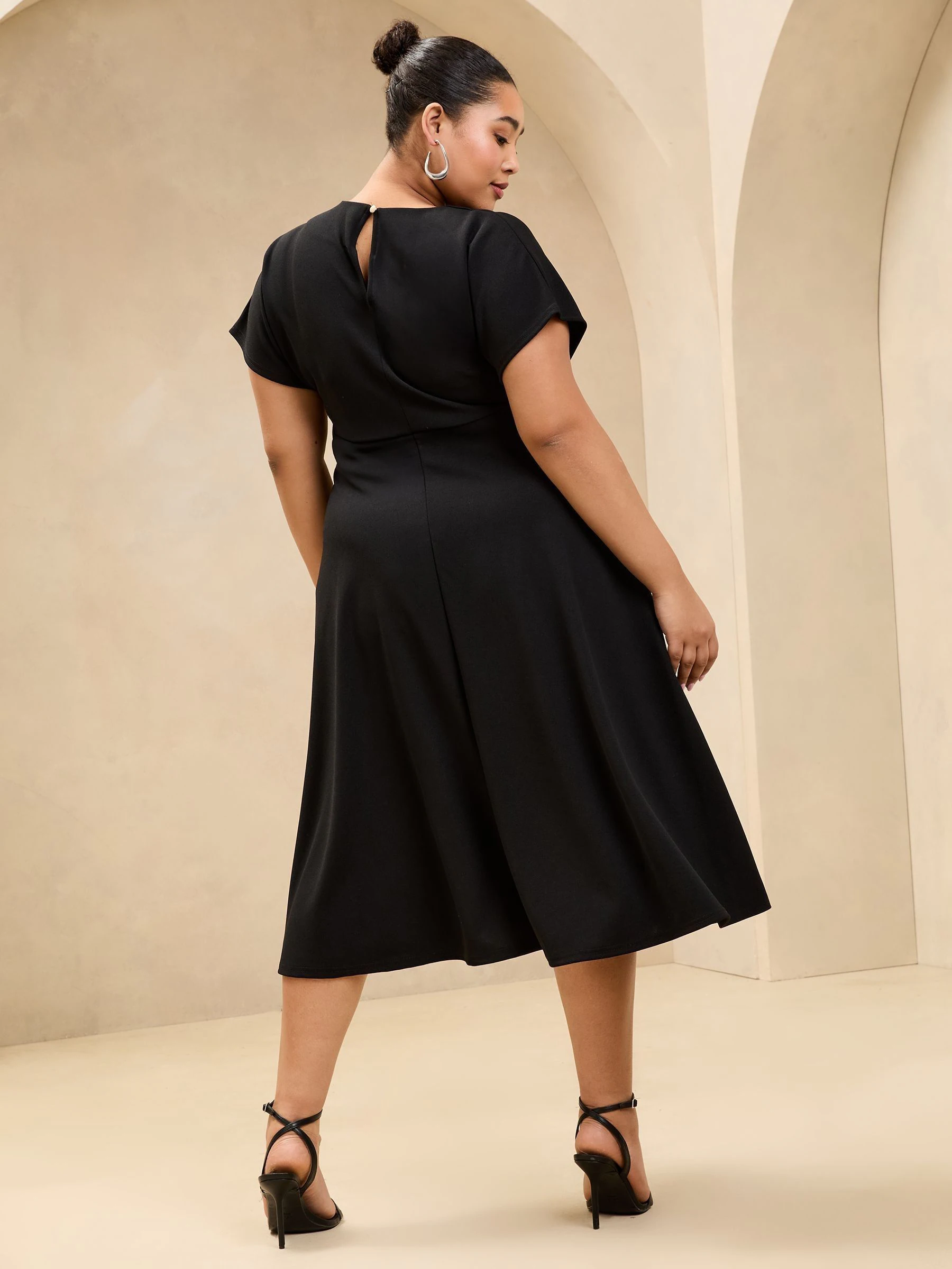 Lipsy Black Curve Knot Side Midi Dress