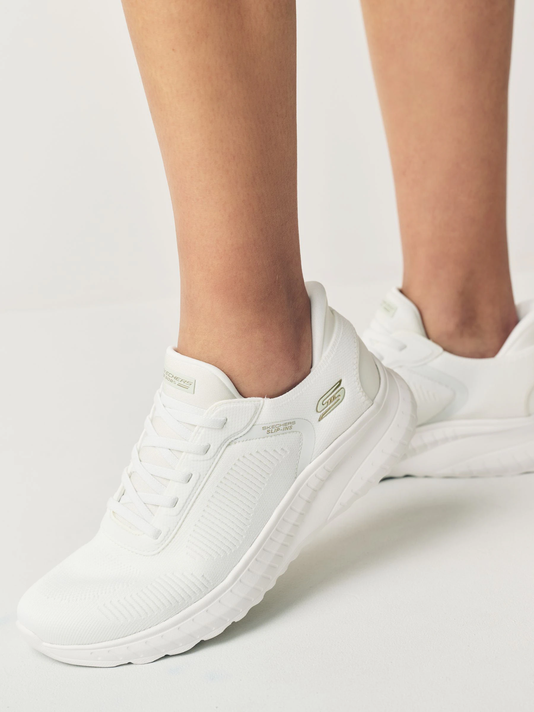 Skechers Chalk White BOBS Sport Squad Chaos Slip In Trainers