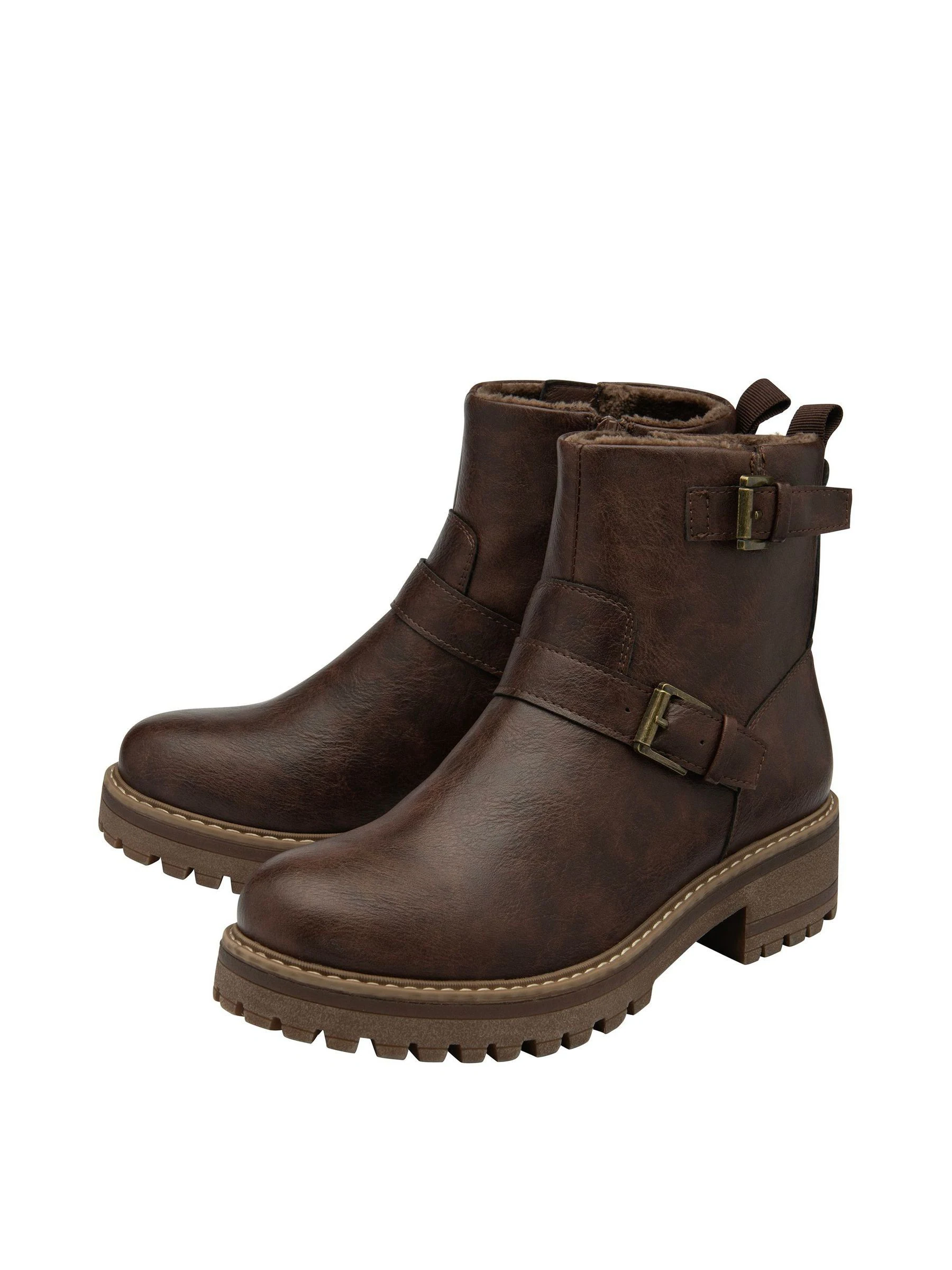 Lotus Brown Zip-Up Ankle Boots
