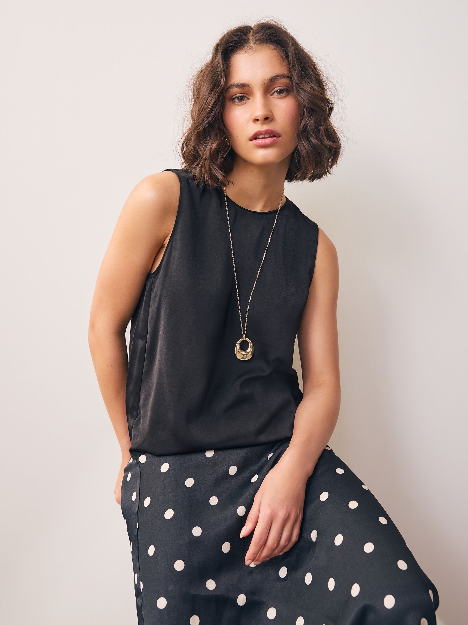 Gold Tone Open Circle Drop Long Necklace