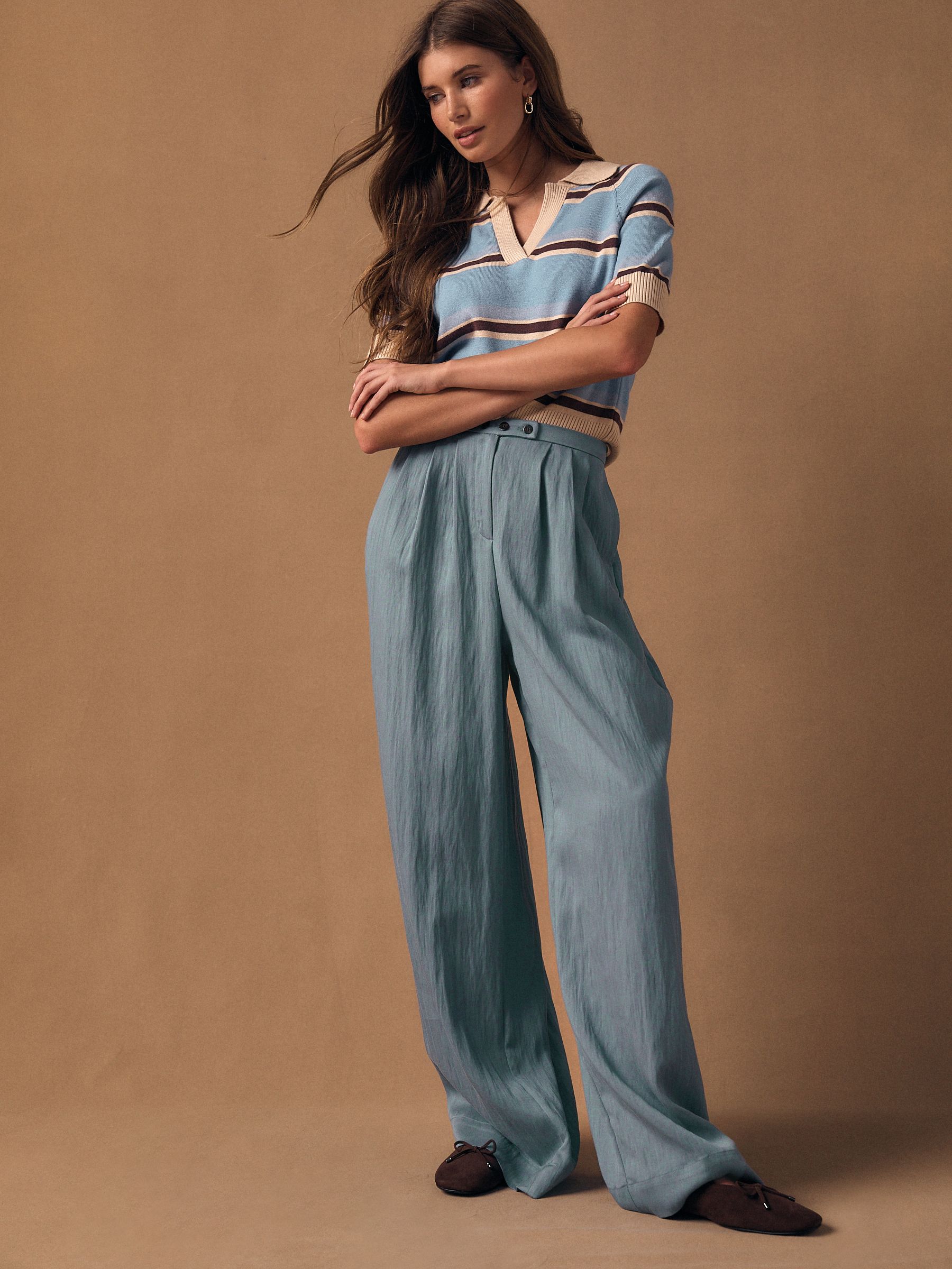 Light Blue Superwide Pleated Trousers