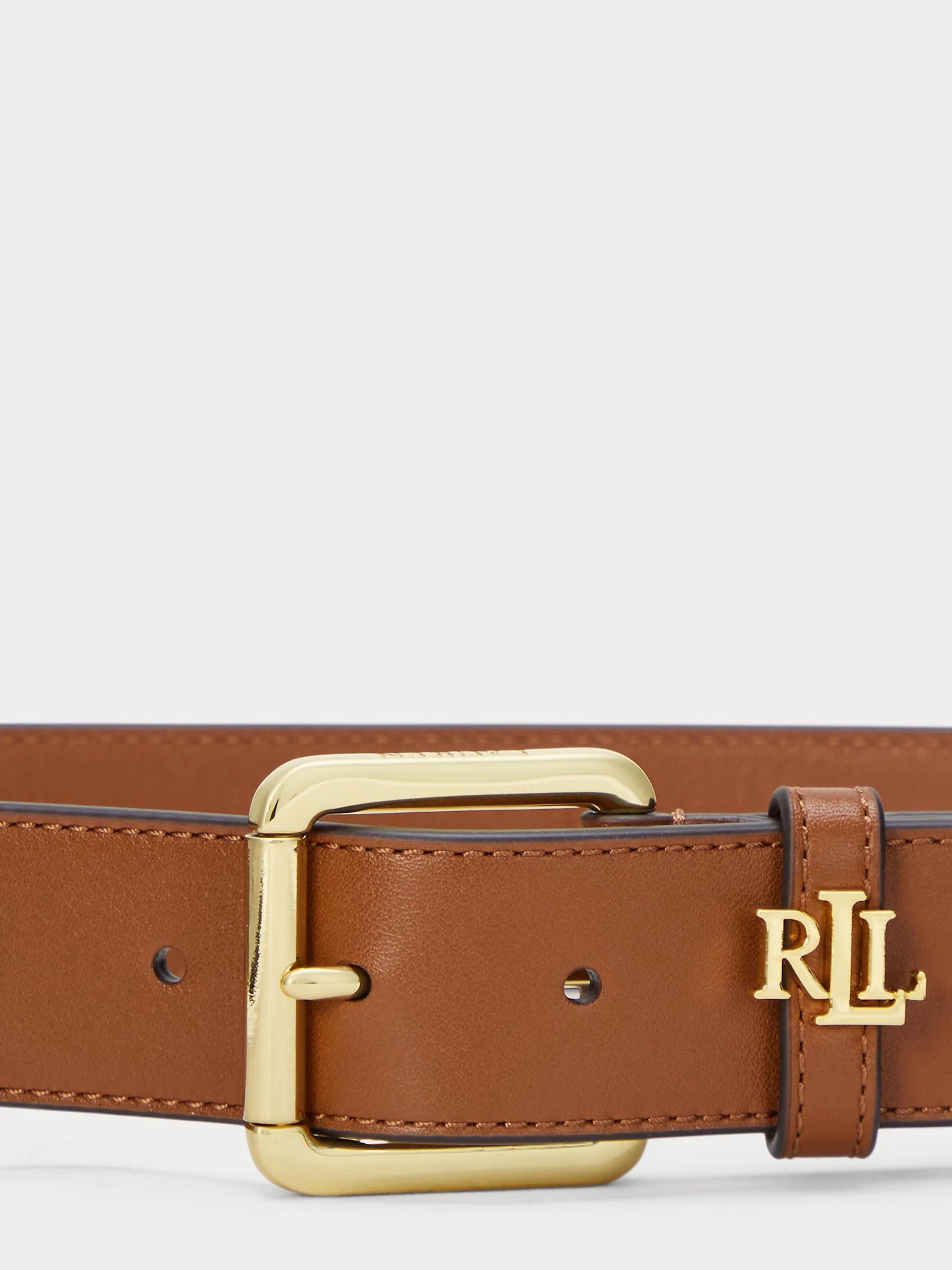 Lauren Ralph Lauren Lauren Tan 3.2cm Logo-Keeper Leather Belt