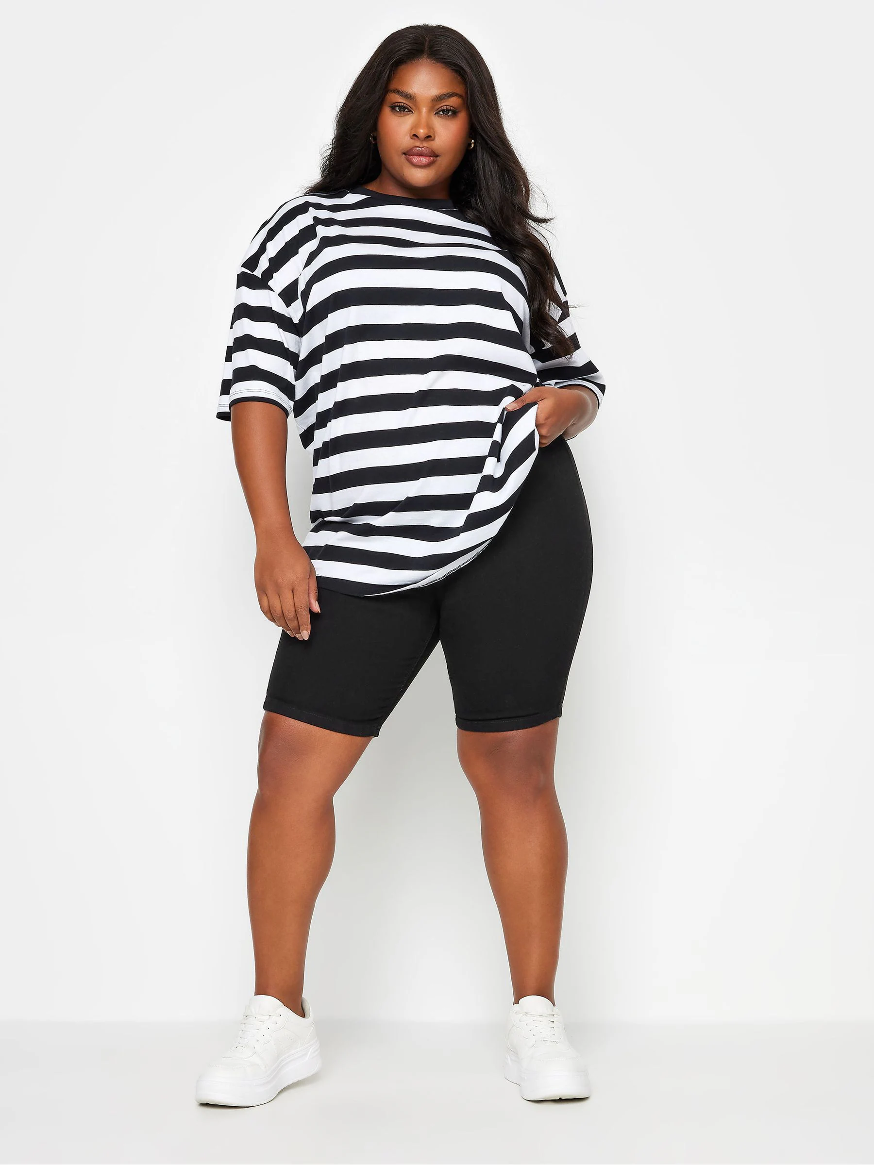 Yours Curve Black Mid Wash Bermuda Shorts