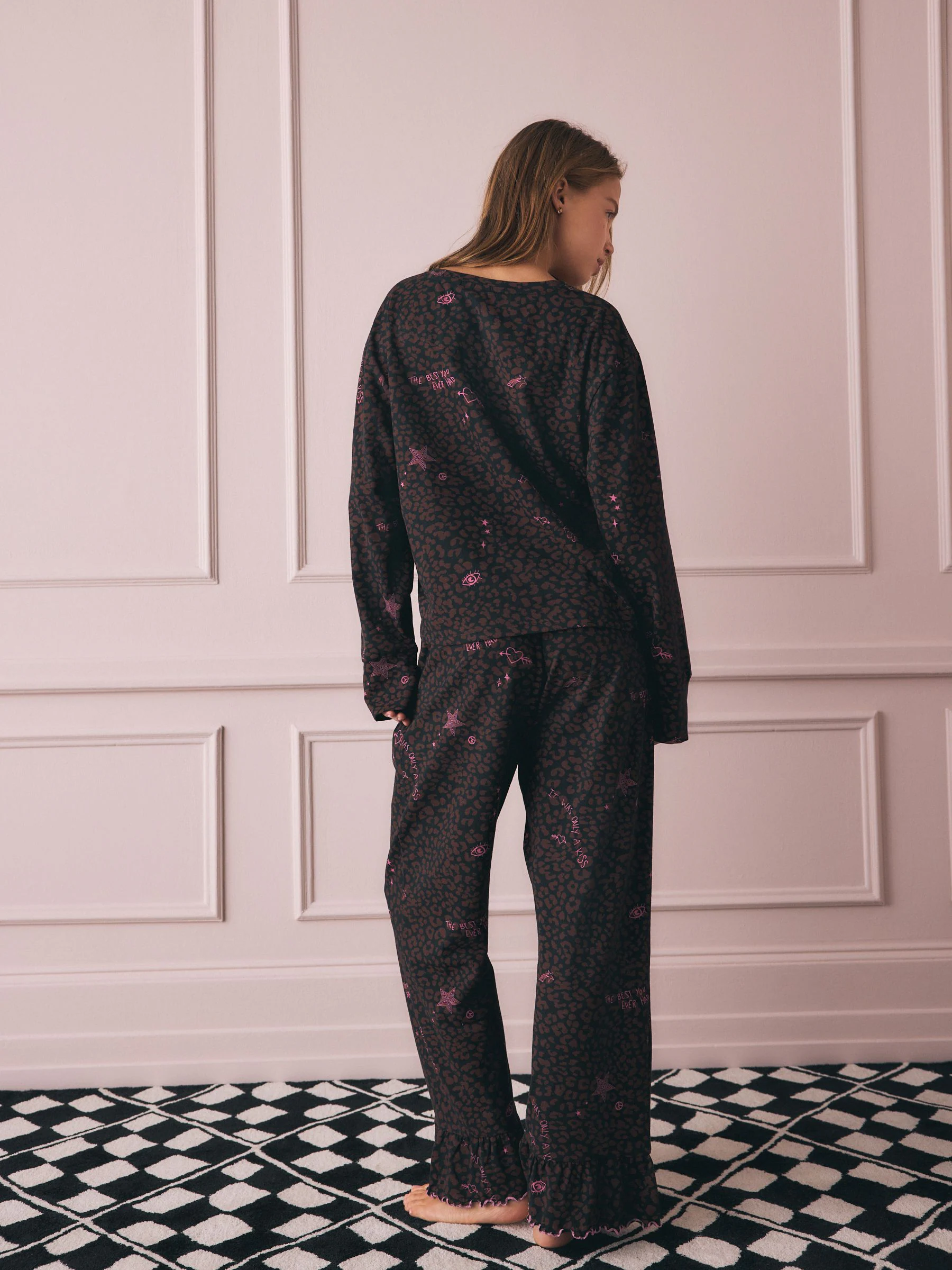 Rockett St George Chocolate Brown Leopard Tattoo Twosie Pyjamas