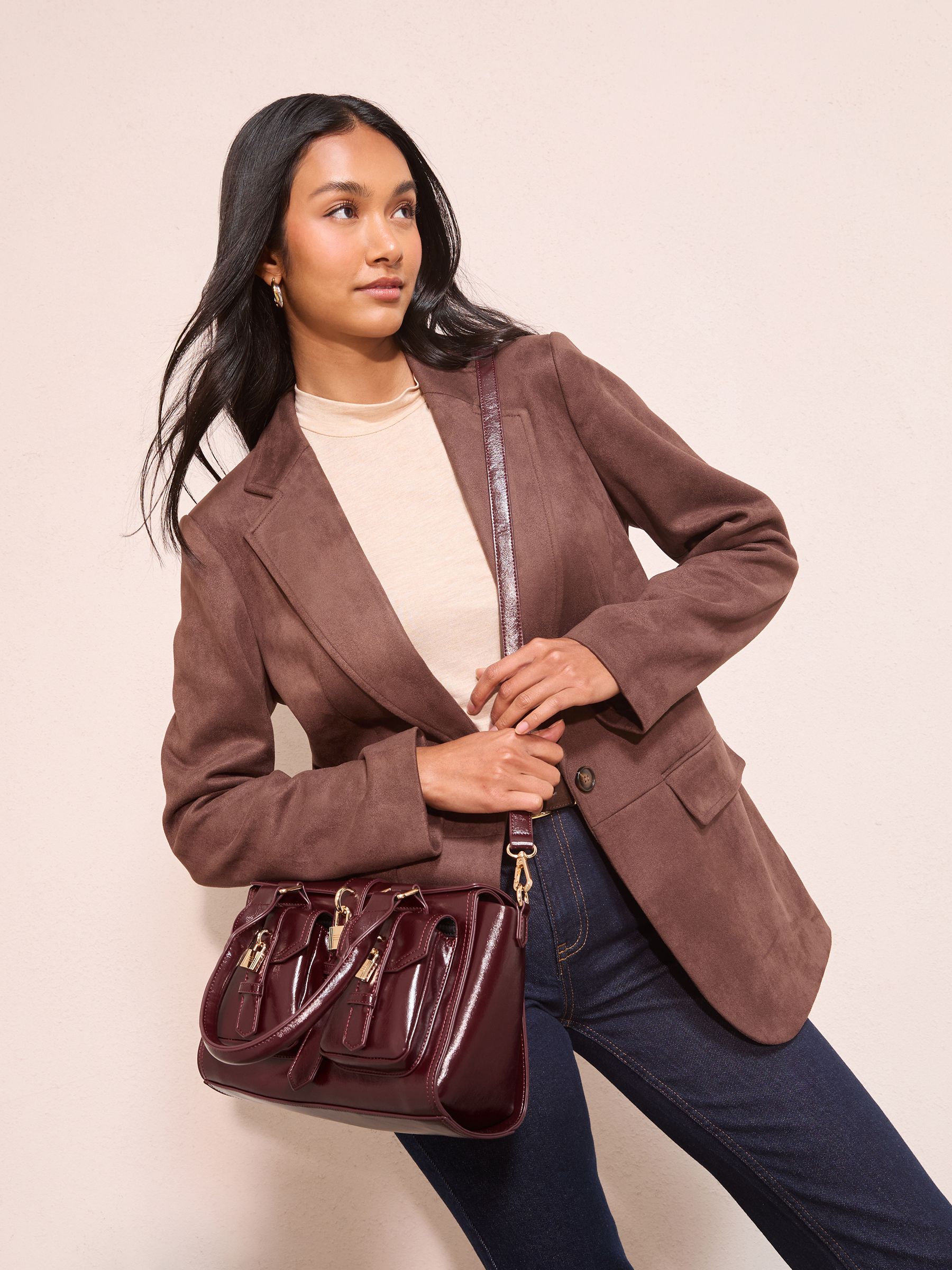 Friends Like These Burgundy Red Padlock Pocket Bag