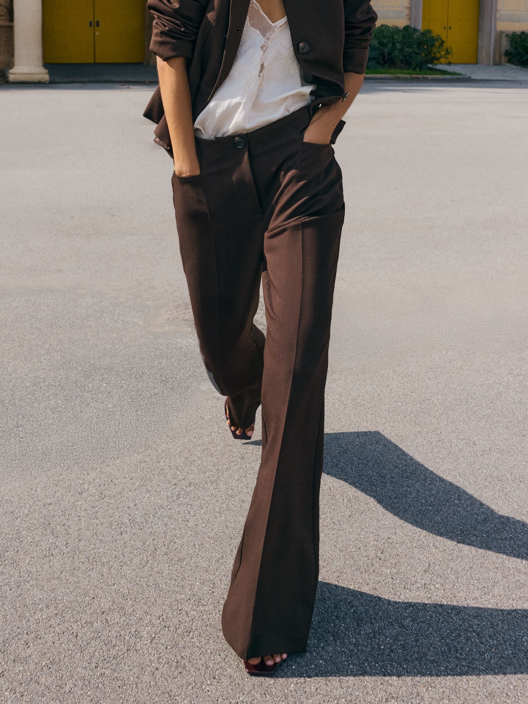 Friends Like These Chocolate Brown Tailored Flare Trousers